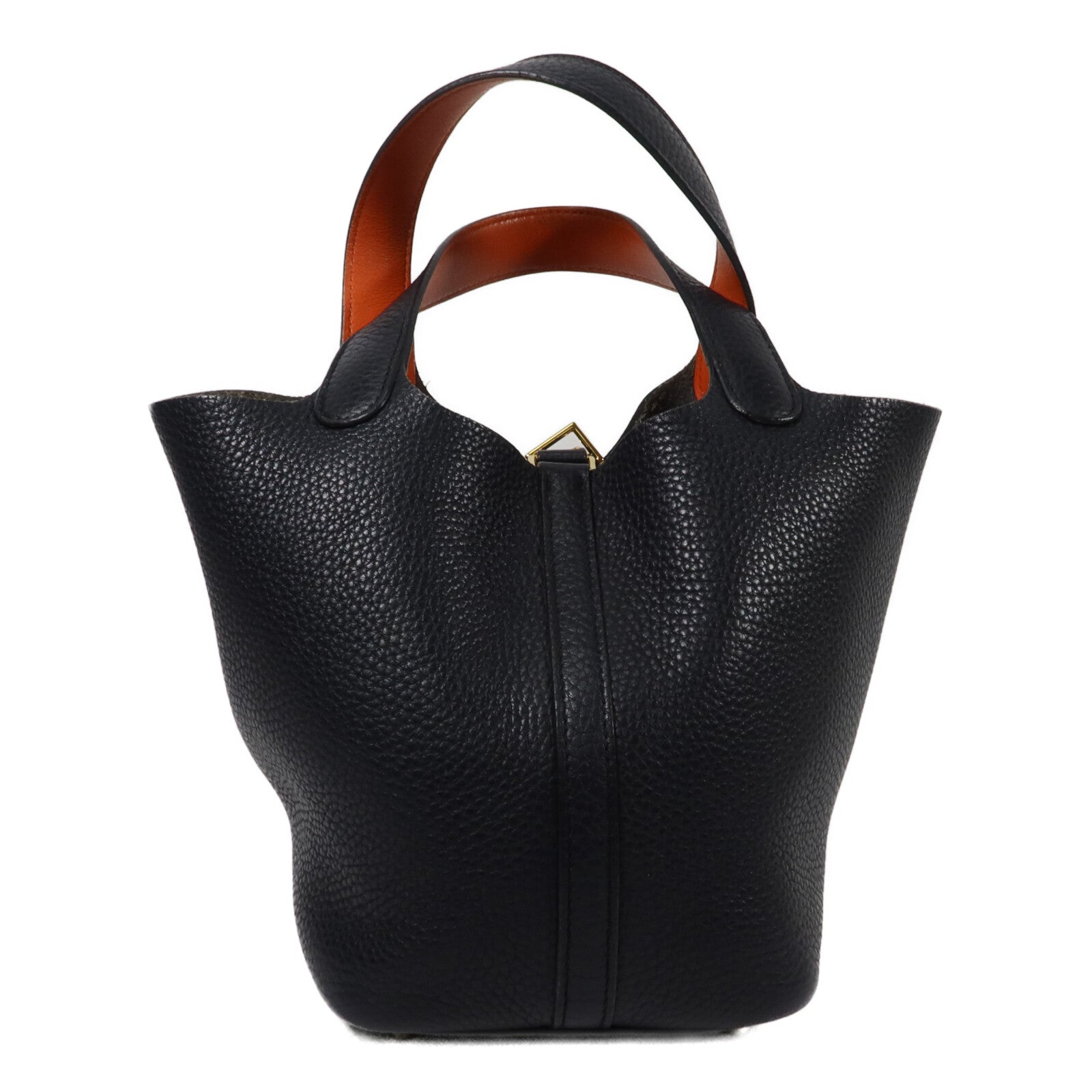 HERMES Clemence/Swift皮革Picotin PM手挽袋Bleu Indigo/Orange