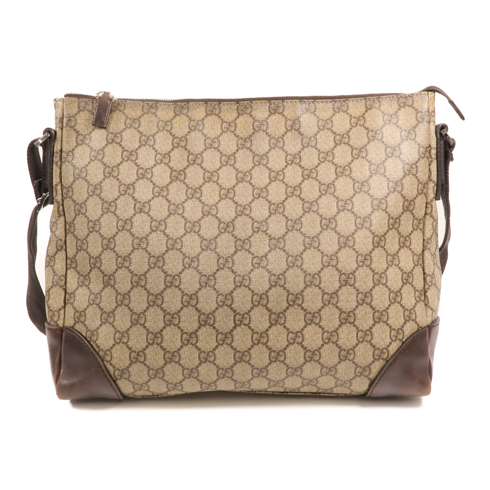 GUCCI GG帆布Shoulder Bag銀扣肩背袋