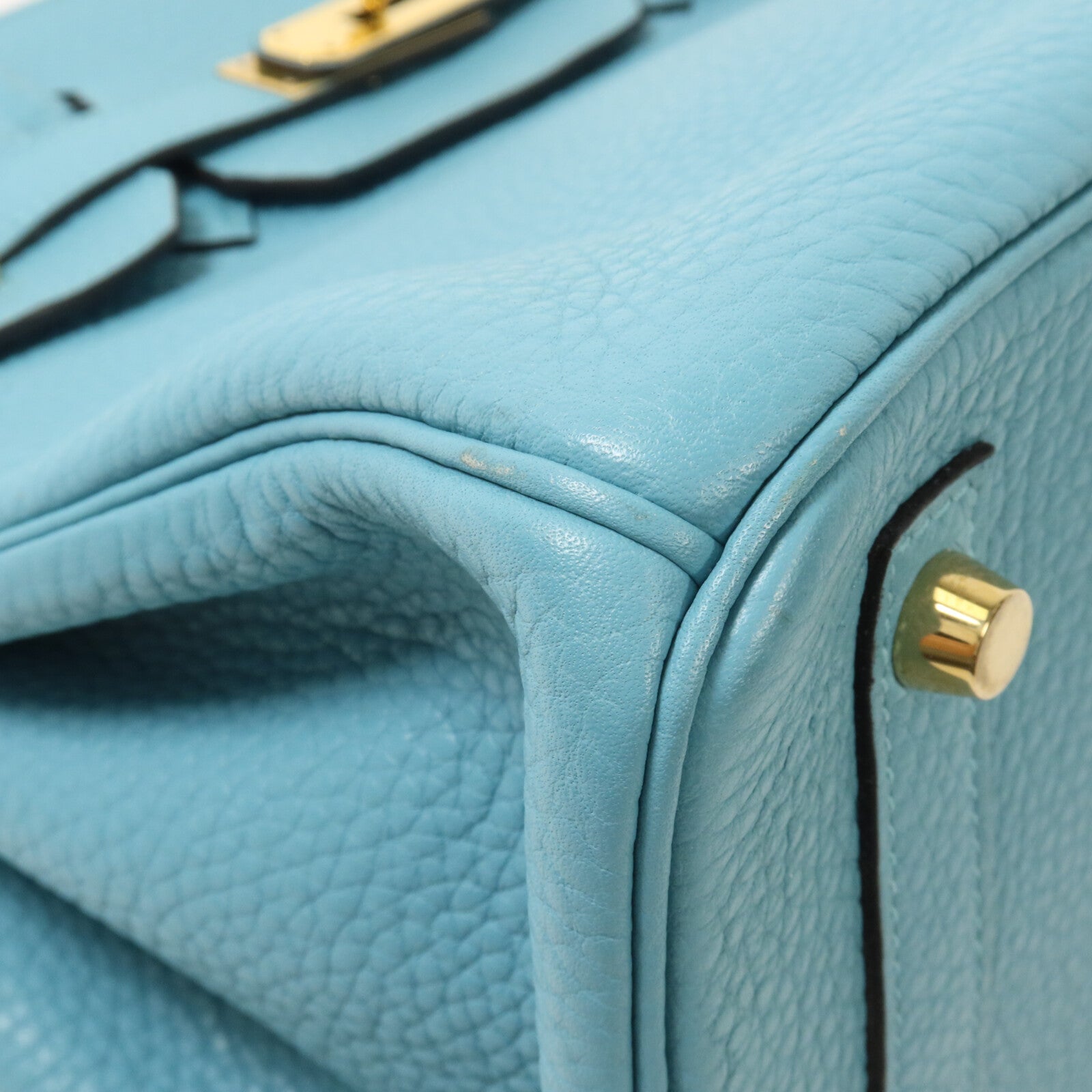 HERMES Clemence皮革Birkin 30手挽袋Bleu St Cyr