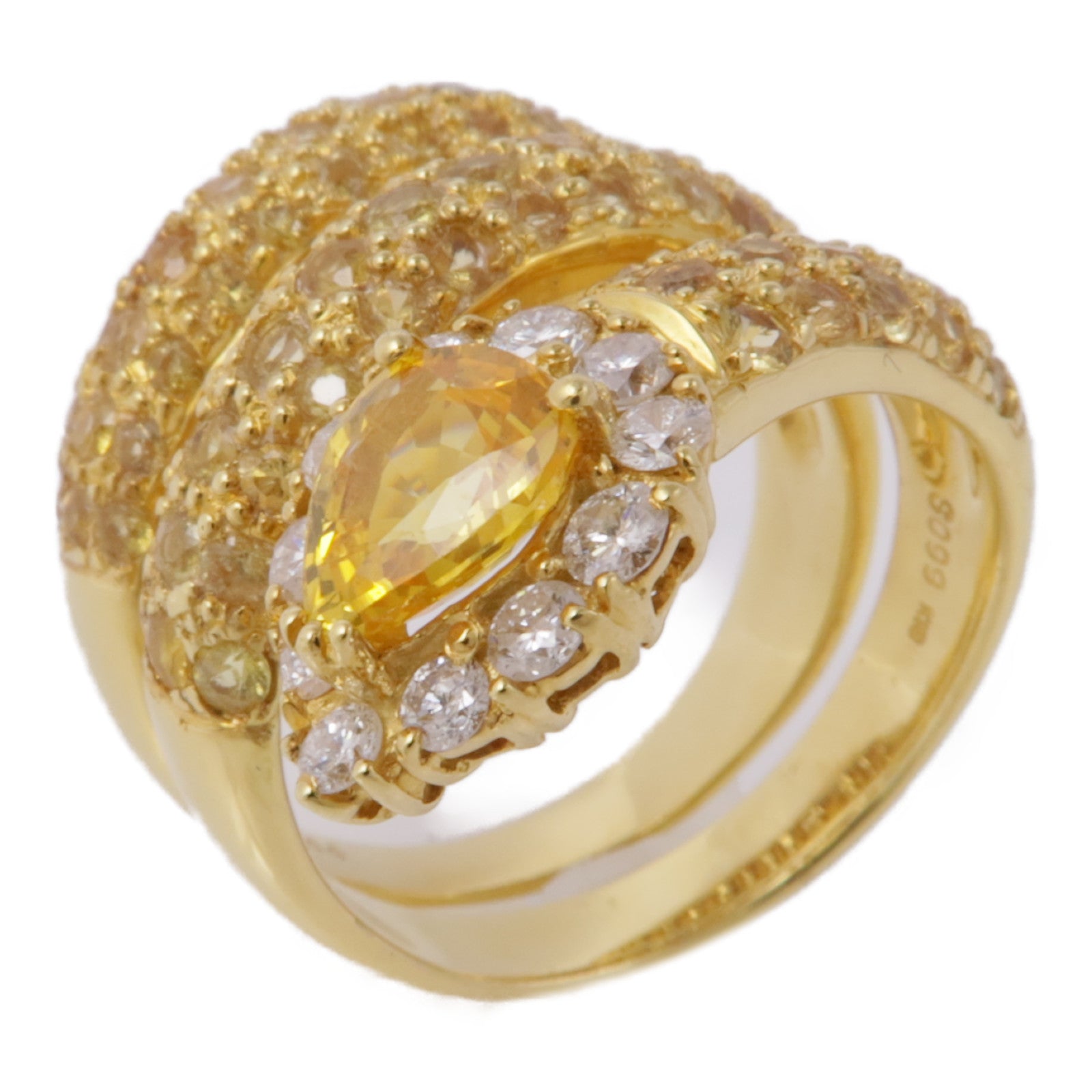 JEWELRY 18K黃金Yellow Sapphire/Diamond Ring黃色藍寶石/鑽石戒指US#6