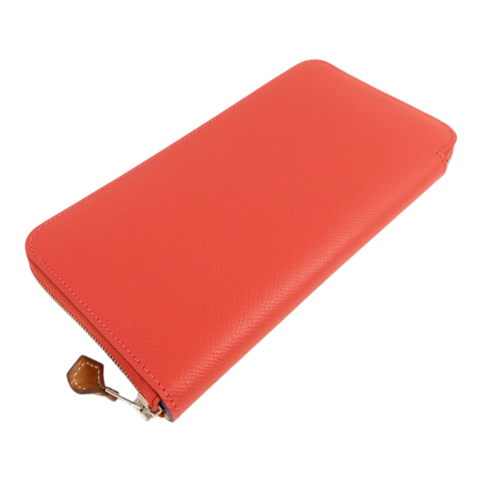 HERMES Epsom皮革Silk In Compact銀扣長錢包Rose Jaipur