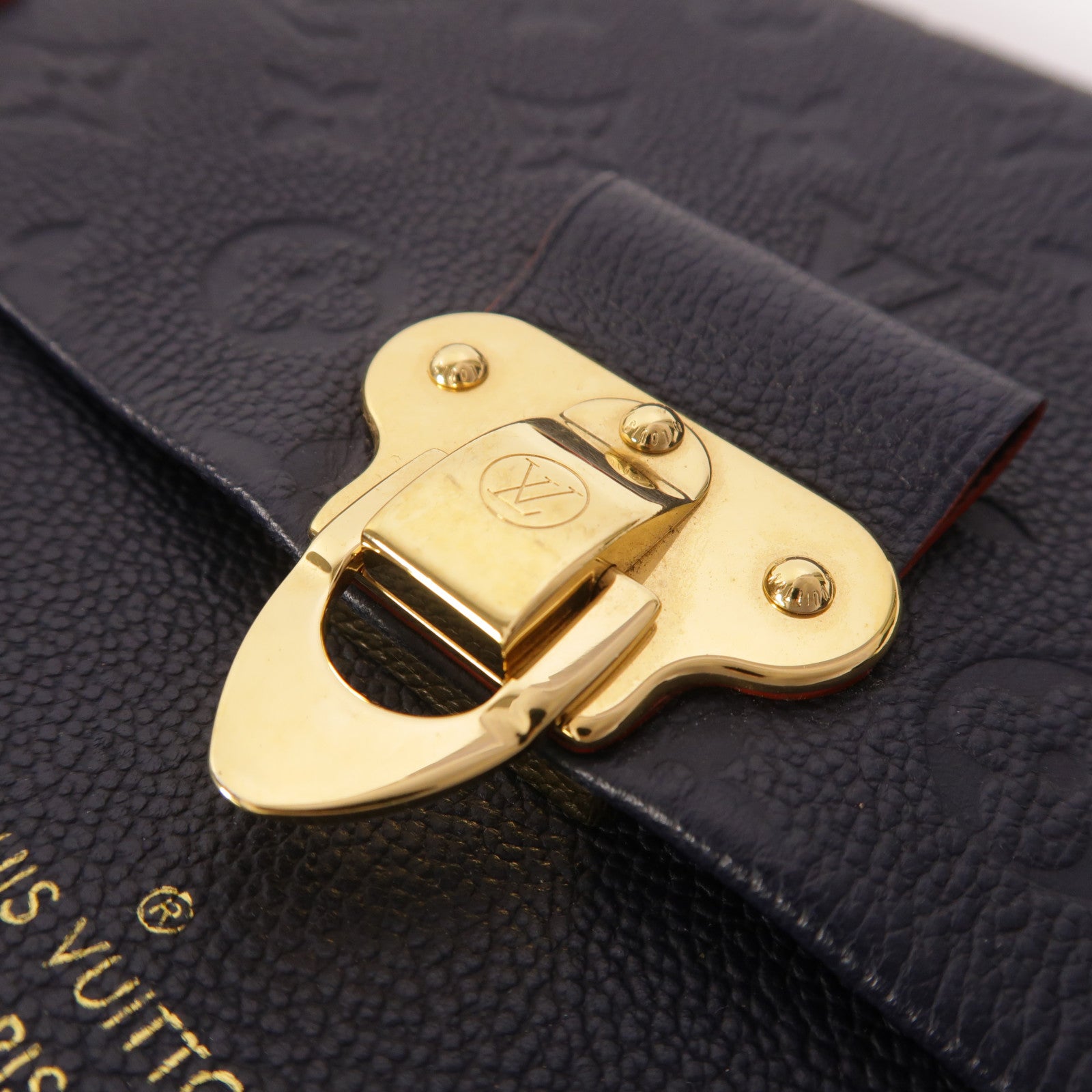LOUIS VUITTON Monogram Empreinte Vavin PM金扣肩背袋深藍色