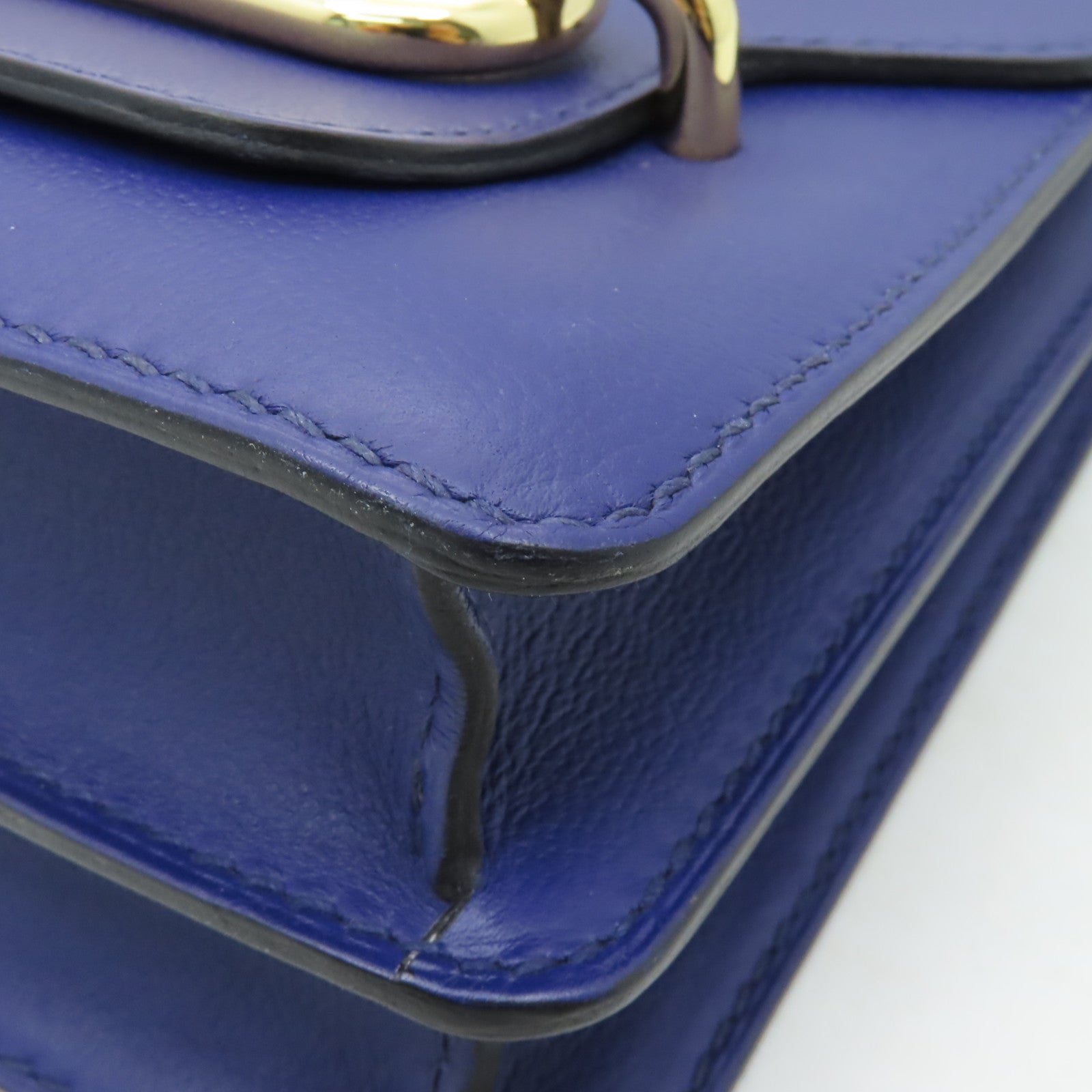 HERMES 【激減優惠】Evercolor皮革Roulis 23金扣肩背袋Blue Electric藍色