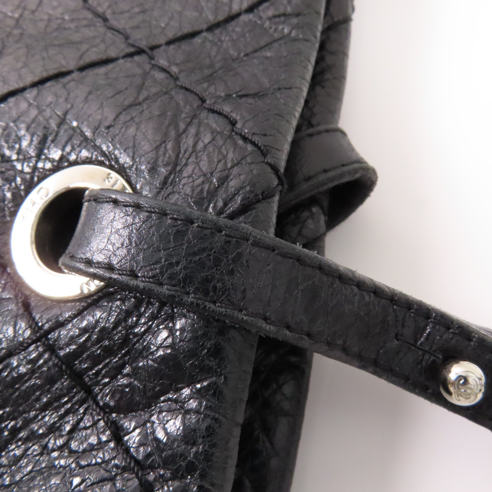 CHANEL 牛皮皮革Shoulder Bag銀扣肩背袋