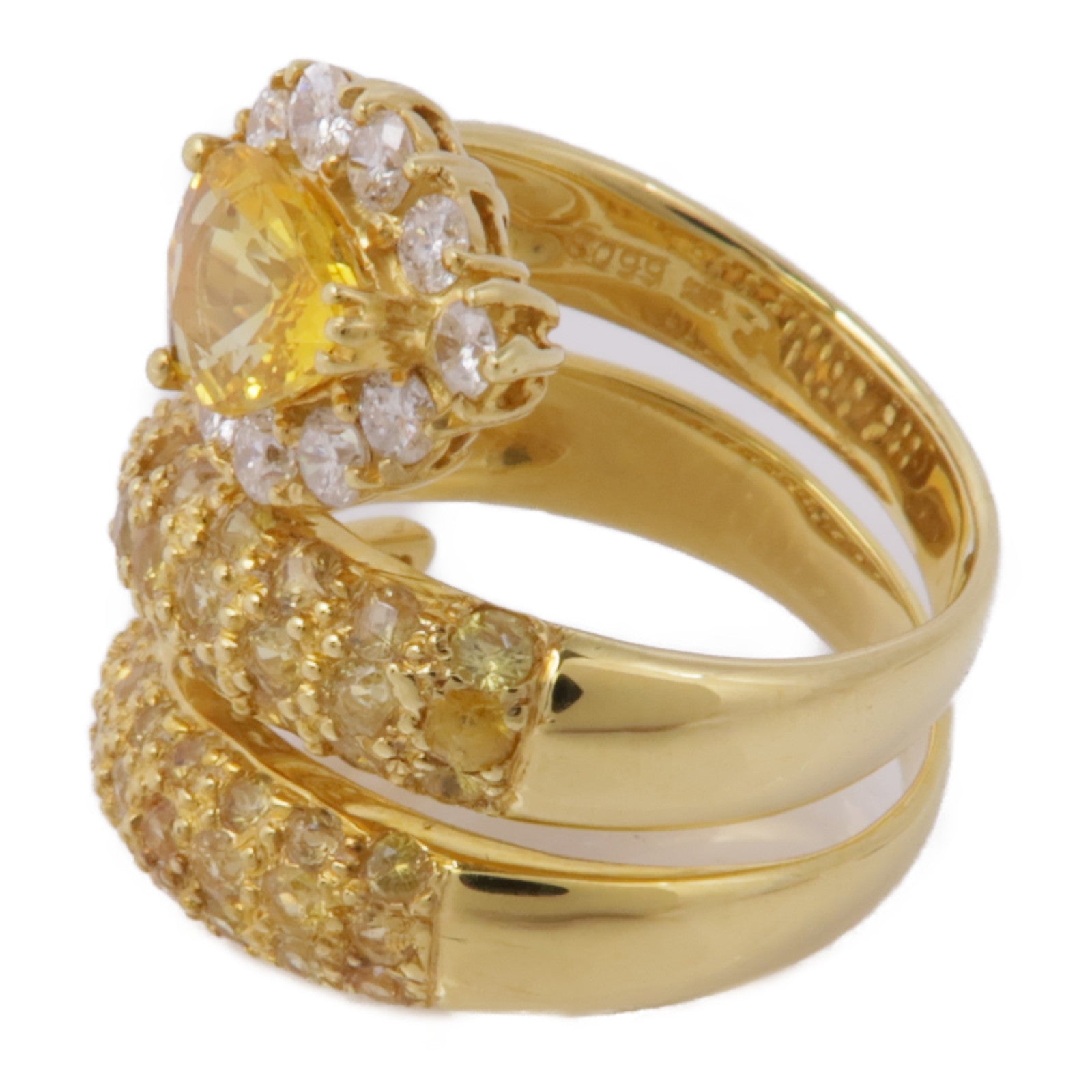 JEWELRY 18K黃金Yellow Sapphire/Diamond Ring黃色藍寶石/鑽石戒指US#6