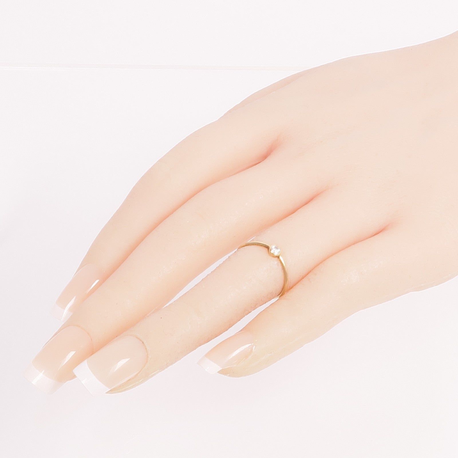 TIFFANY＆CO 18K黃金Wave Single-Row Diamond Ring鑽石戒指US#4.25