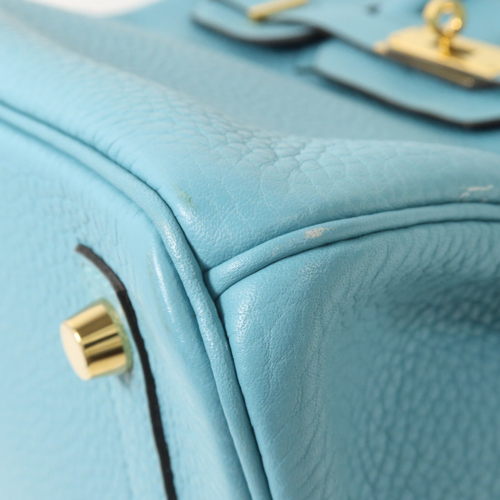 HERMES Clemence皮革Birkin 30手挽袋Bleu St Cyr