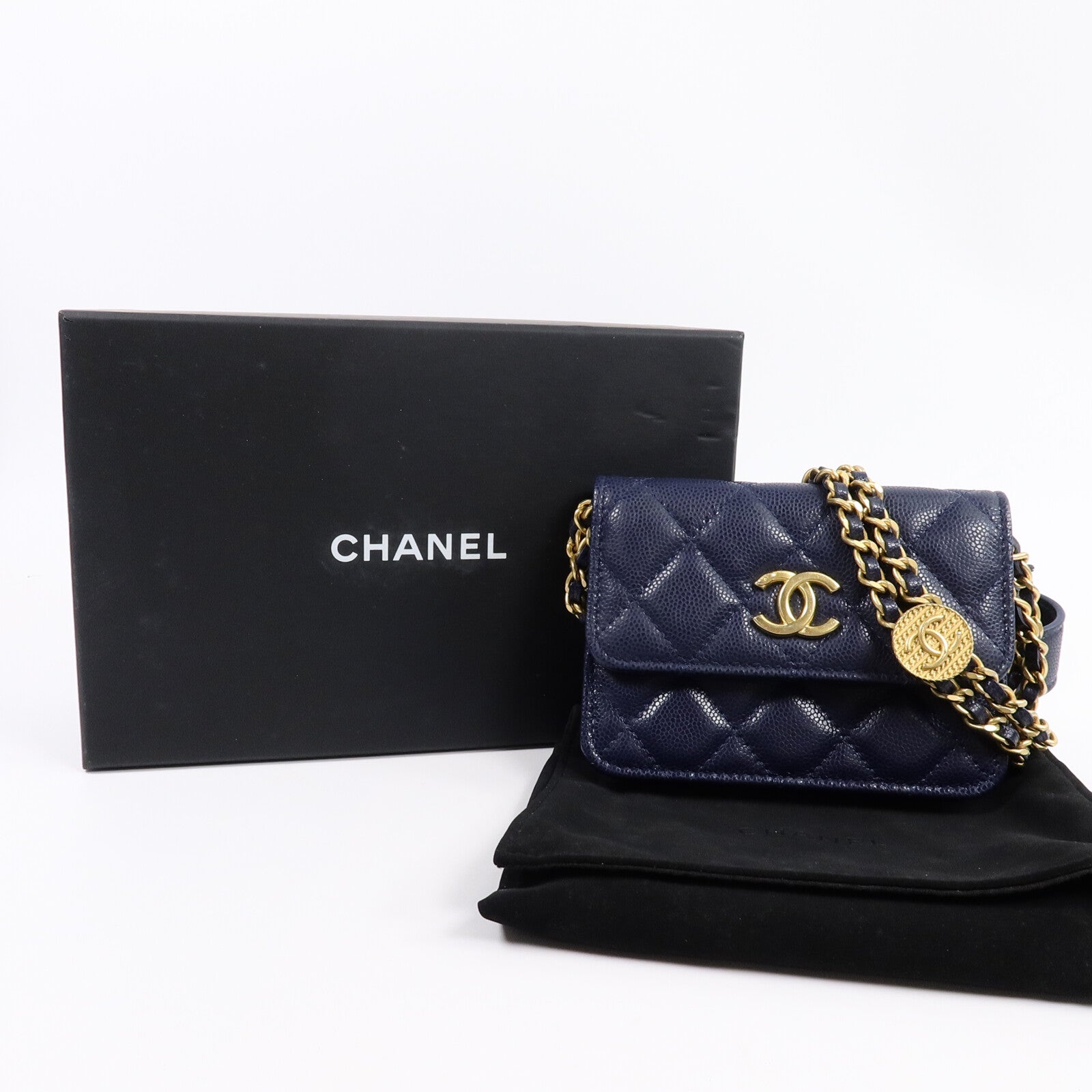 CHANEL 牛皮皮革Card Holder Chain鏈帶肩背袋