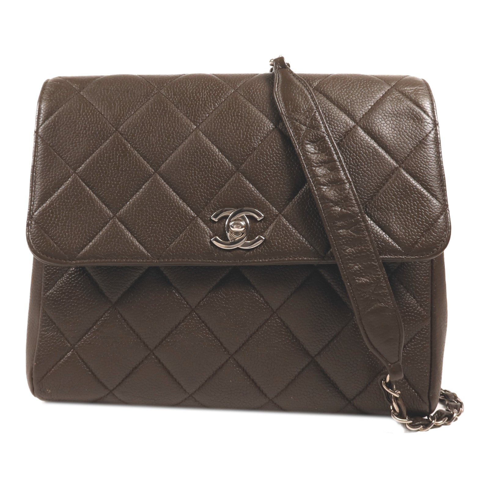 CHANEL 牛皮皮革Classic Flap銀扣鏈帶肩背袋