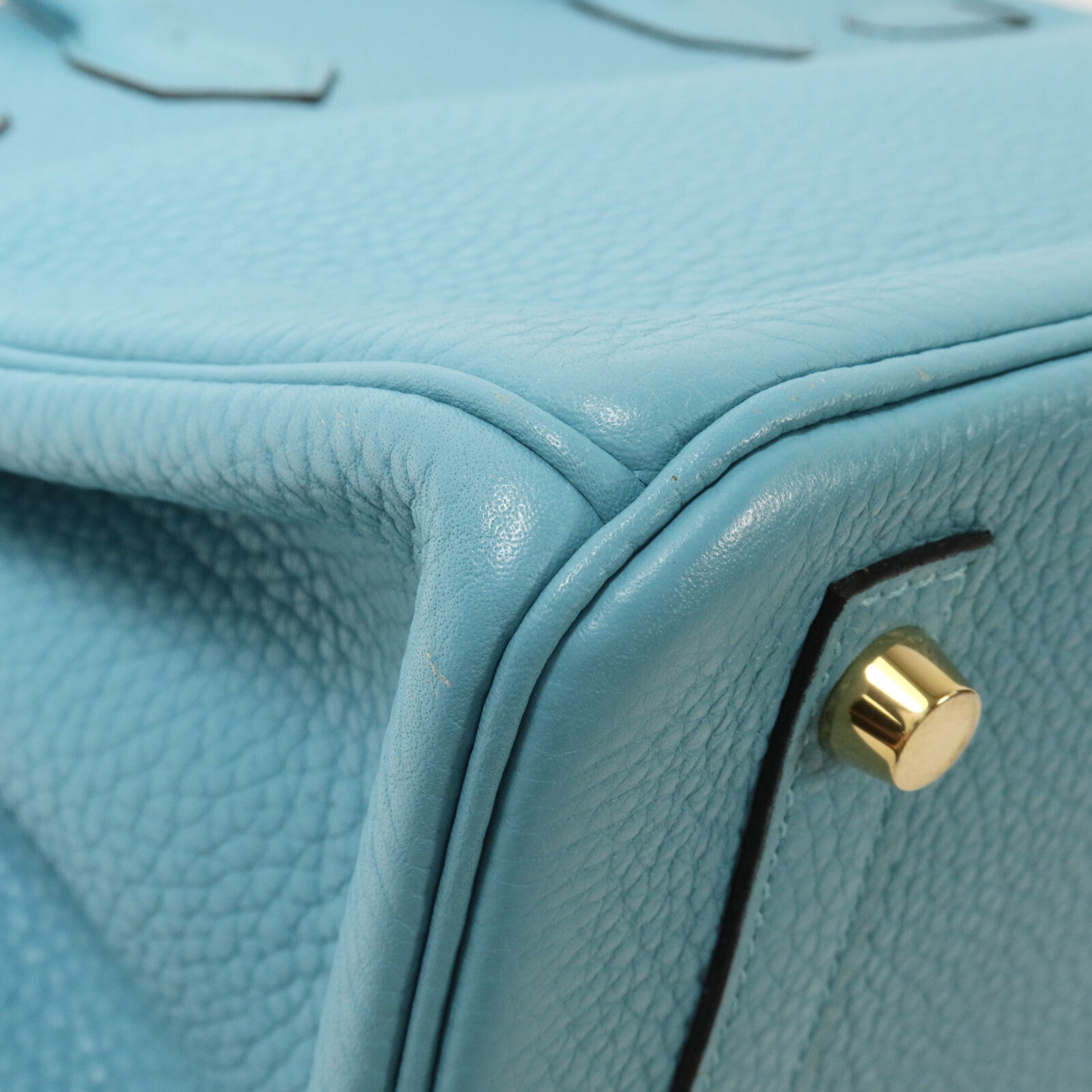 HERMES Clemence皮革Birkin 30手挽袋Bleu St Cyr