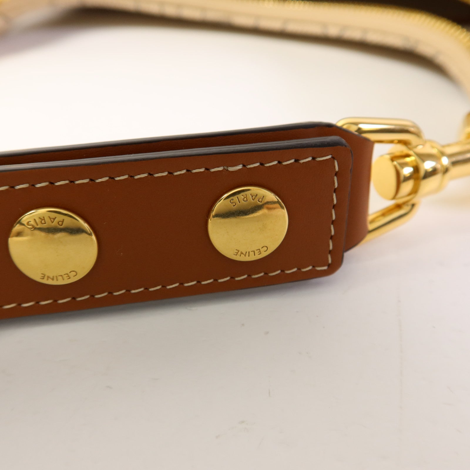 CELINE 帆布/皮革Ava Triomphe金扣肩背袋