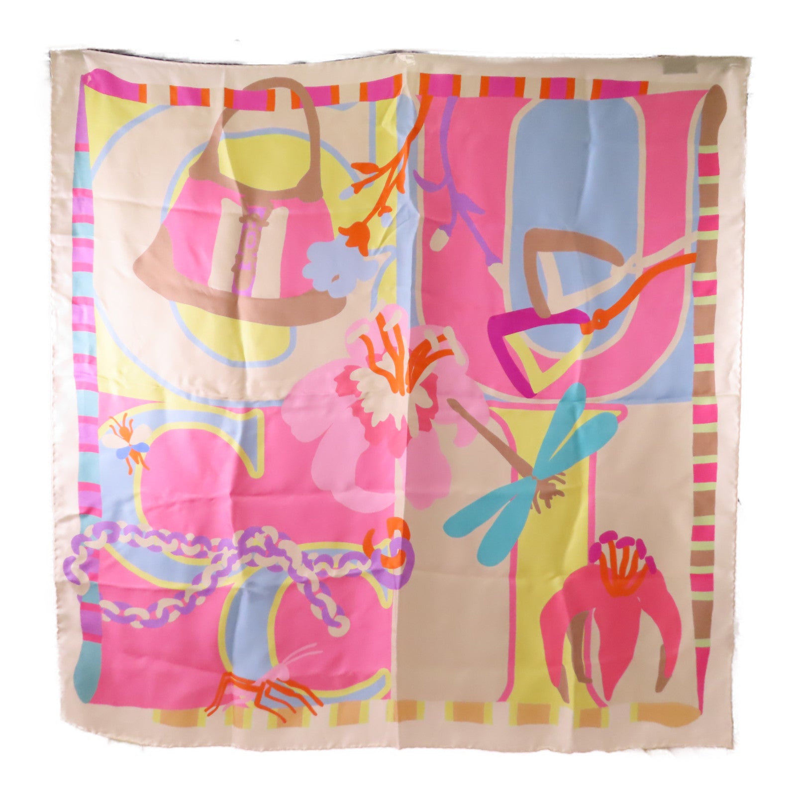 GUCCI 絲質Guccissimo Scarf 90x90圍巾米色