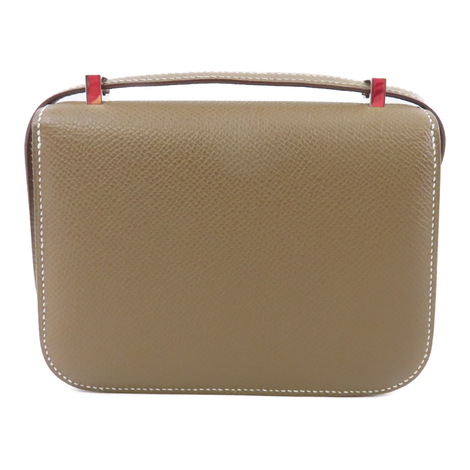 HERMES Epsom皮革Constance Mini銀扣肩背袋Etoupe/米灰色