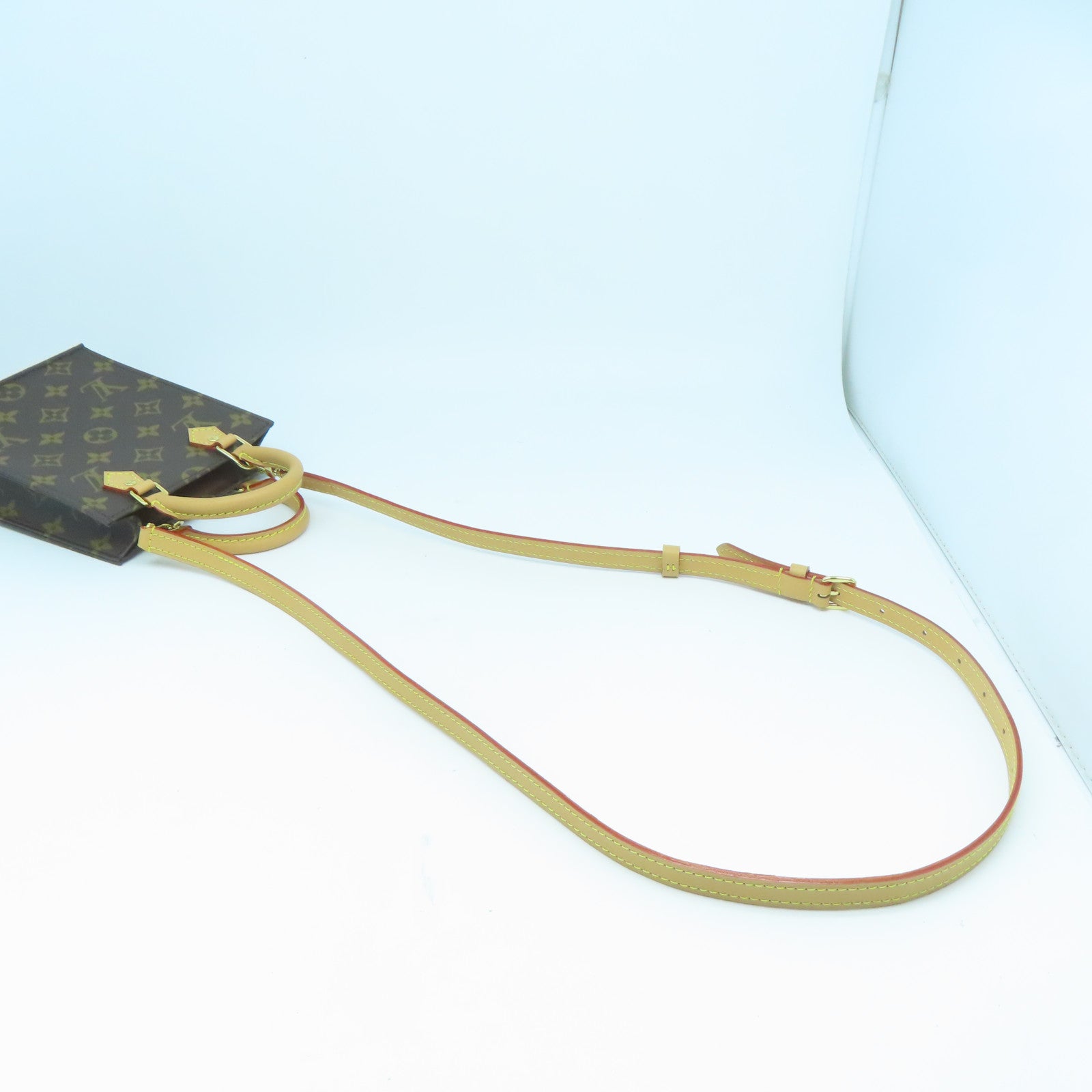 LOUIS VUITTON **【激減優惠】Monogram Petit Sac Plat金扣手挽肩背兩用袋啡色