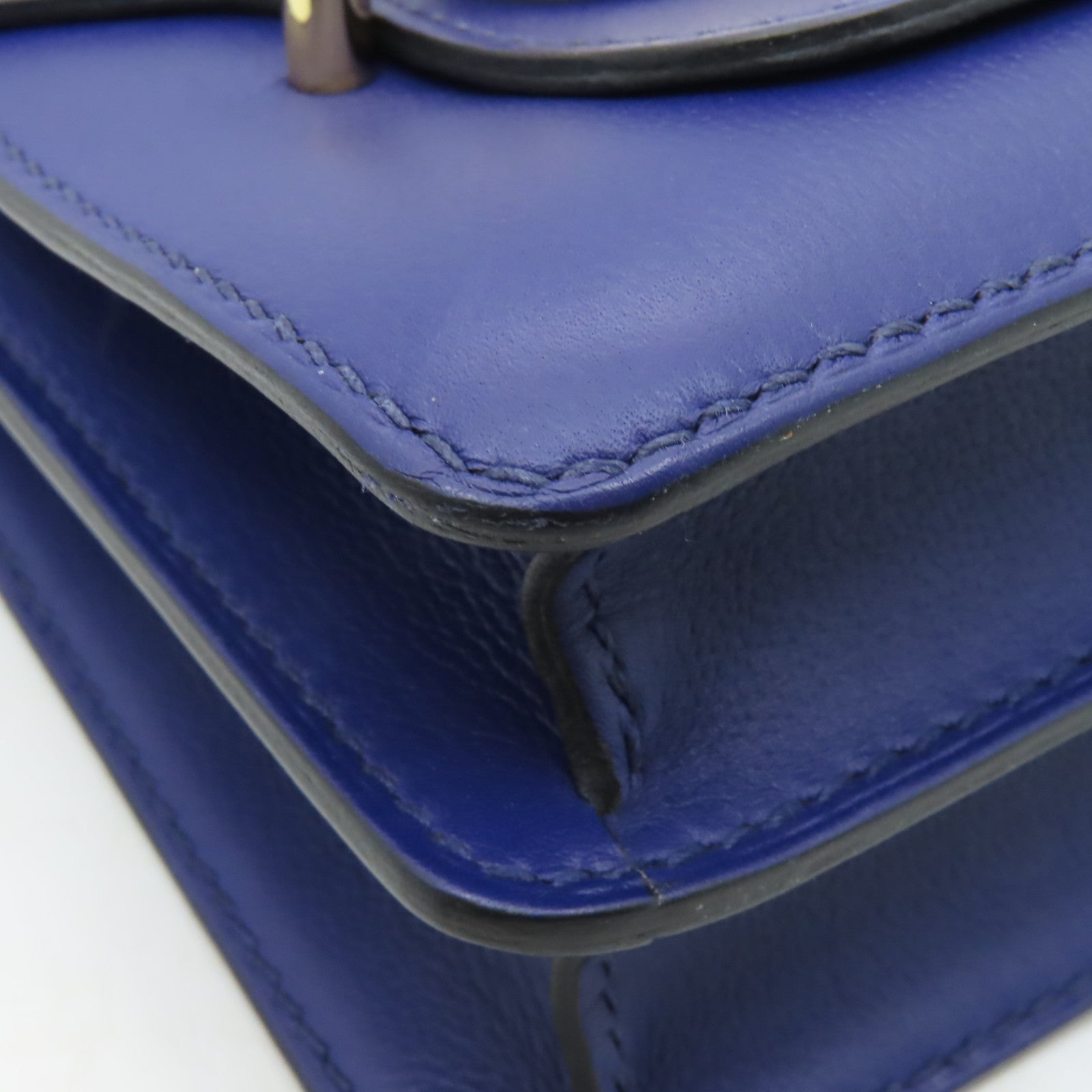 HERMES 【激減優惠】Evercolor皮革Roulis 23金扣肩背袋Blue Electric藍色