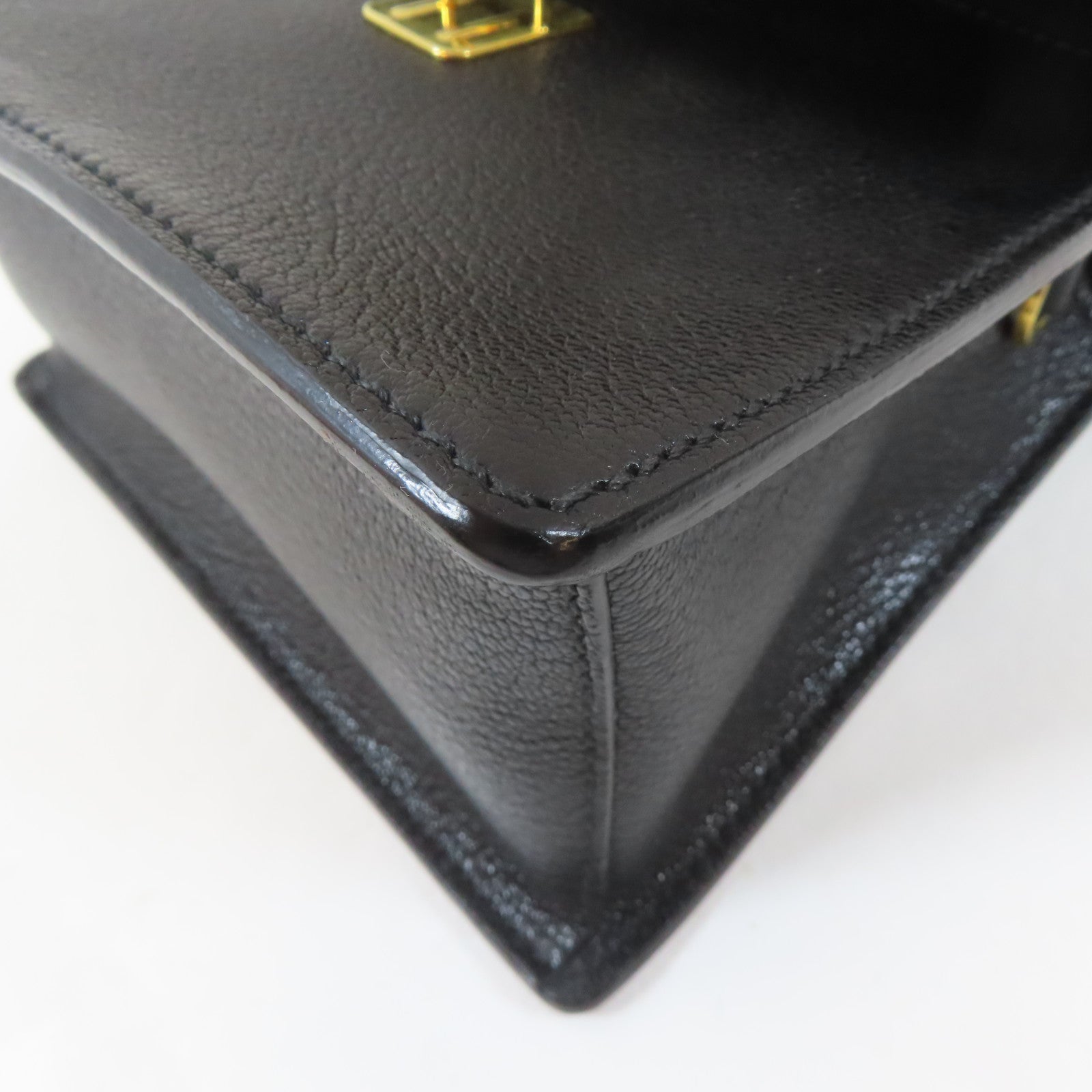 Miu Miu 皮革Top Handle 2 Way Bag金扣手挽肩背兩用袋黑色