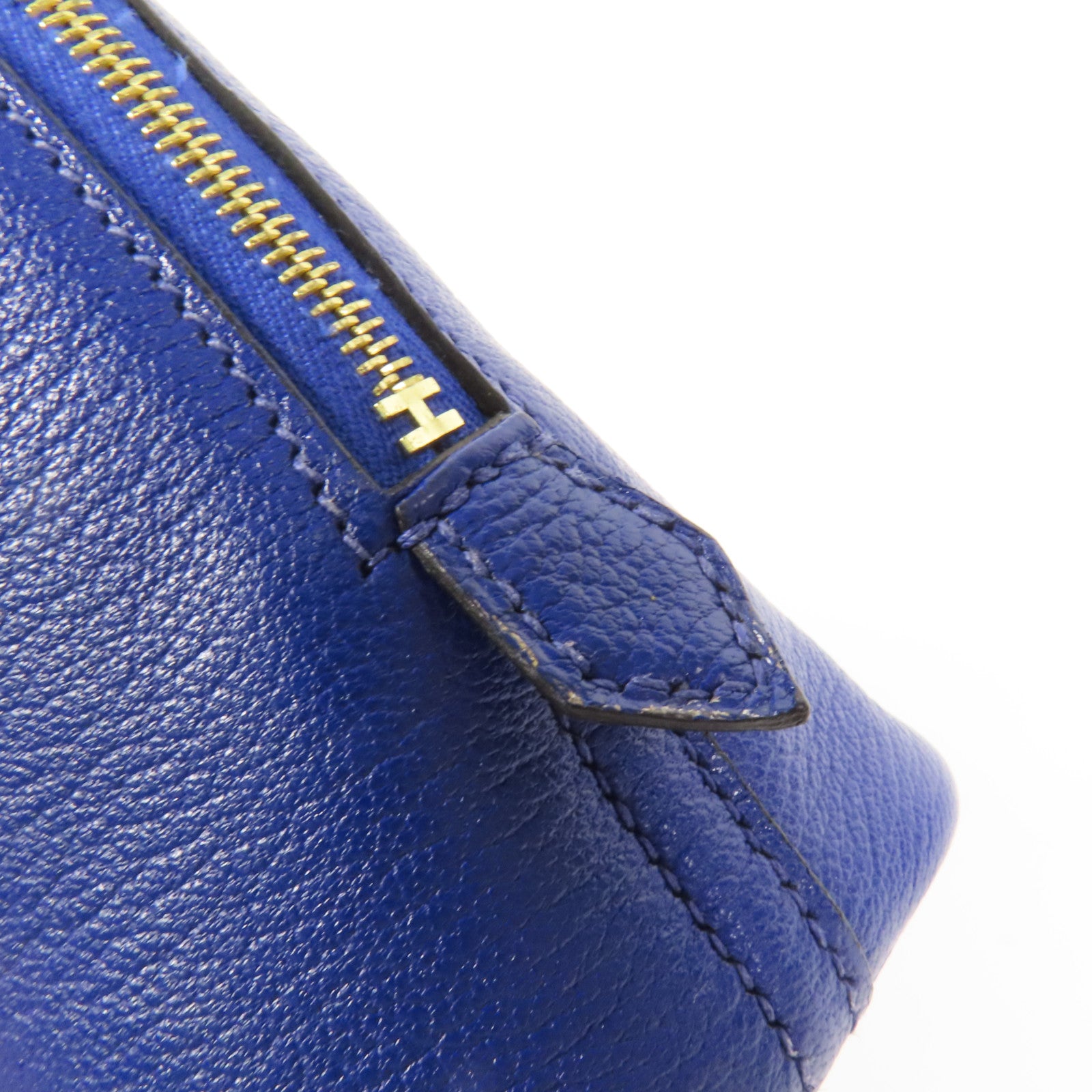 HERMES Chevre皮革Mini Bolide金扣手挽肩背兩用袋Bleu Electrique