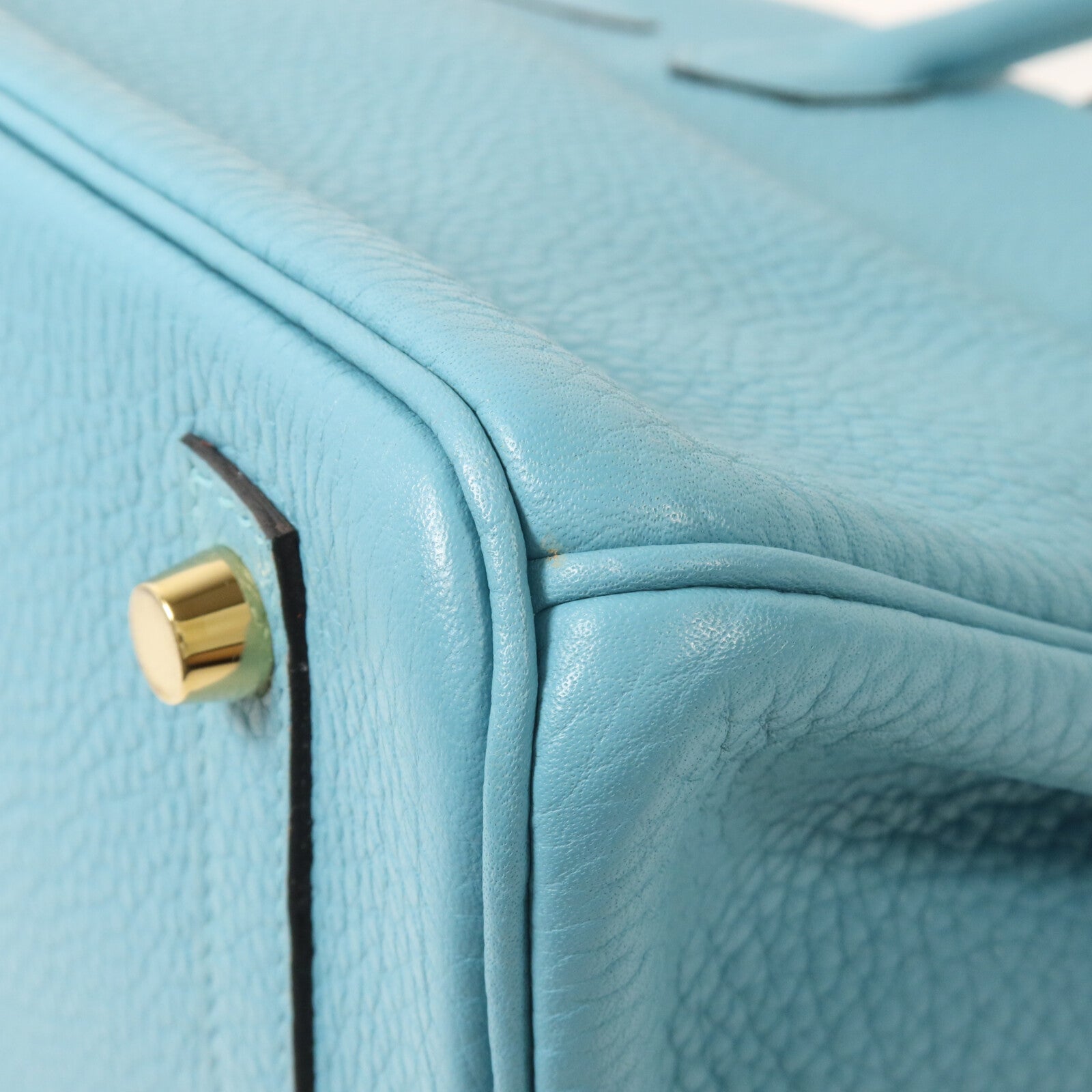 HERMES Clemence皮革Birkin 30手挽袋Bleu St Cyr