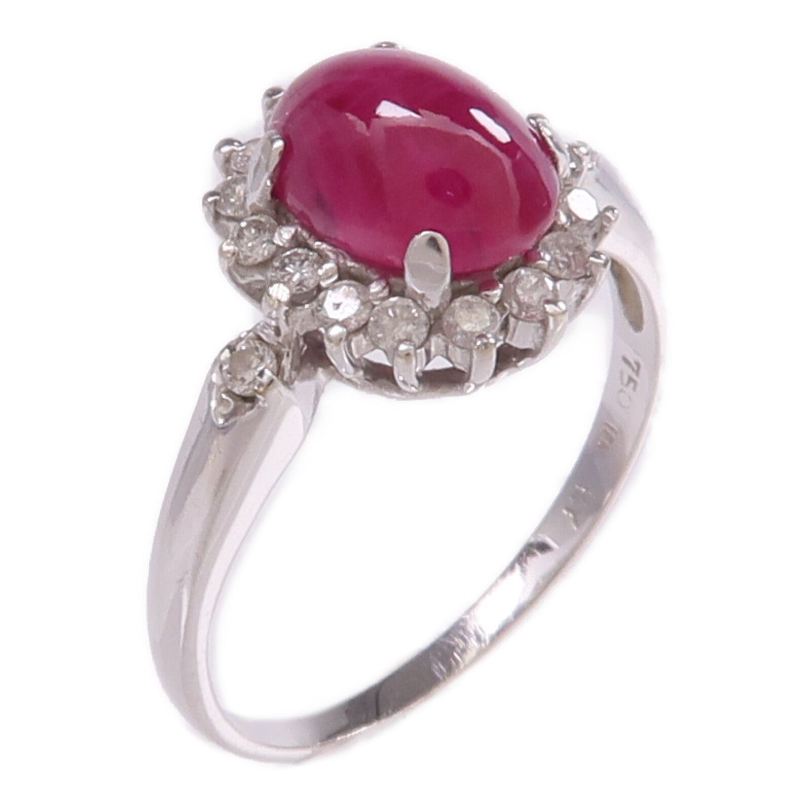 JEWELRY 【激減優惠】18K白金Ruby Diamond Ring紅寶石/鑽石戒指US#6