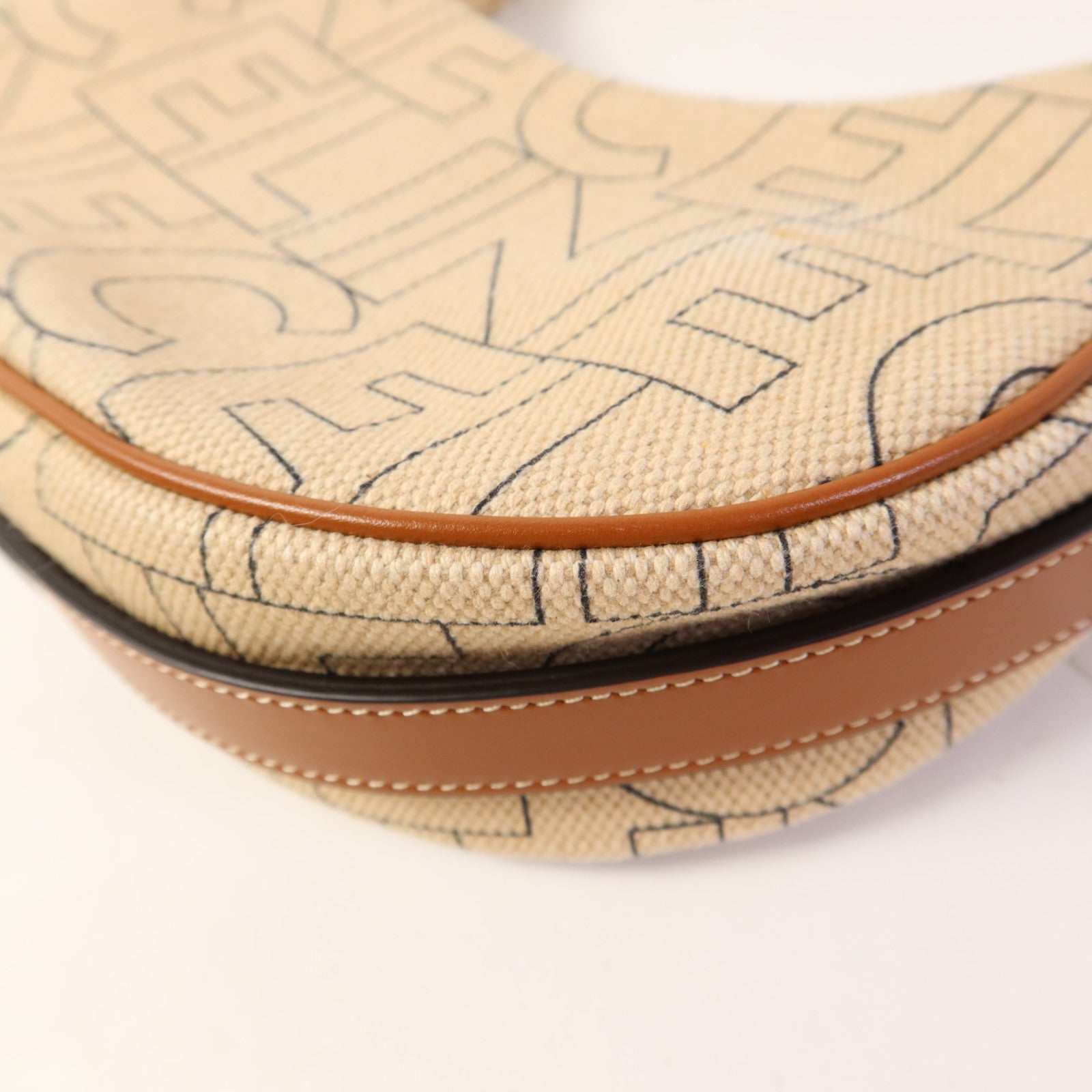 CELINE 帆布/皮革Ava Triomphe金扣肩背袋