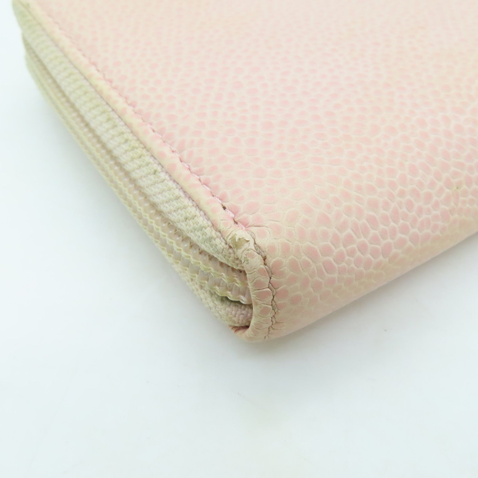 CHANEL Caviar Leather Zipper Long Wallet Silver Buckle Long Wallet Pink