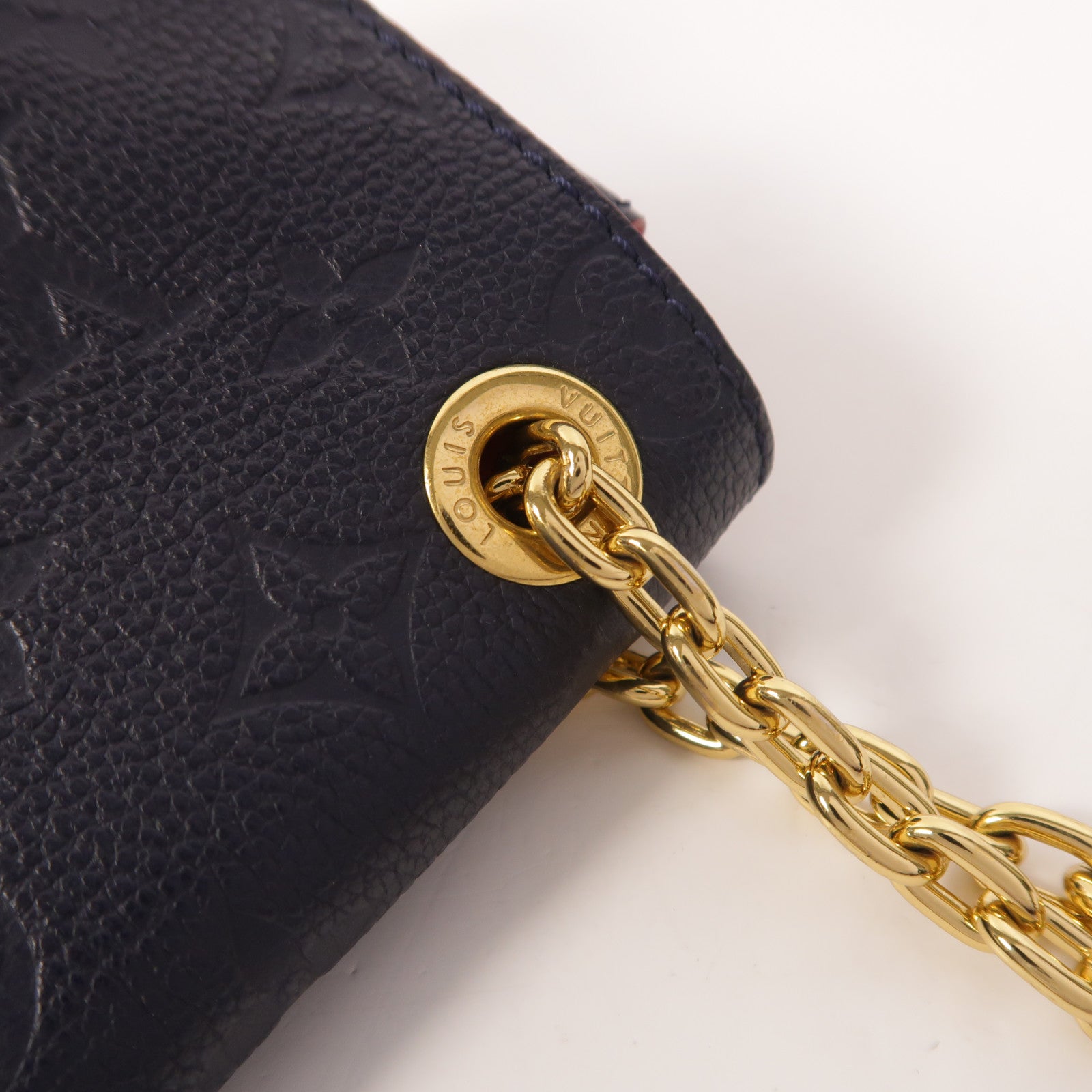 LOUIS VUITTON Monogram Empreinte Vavin PM金扣肩背袋深藍色