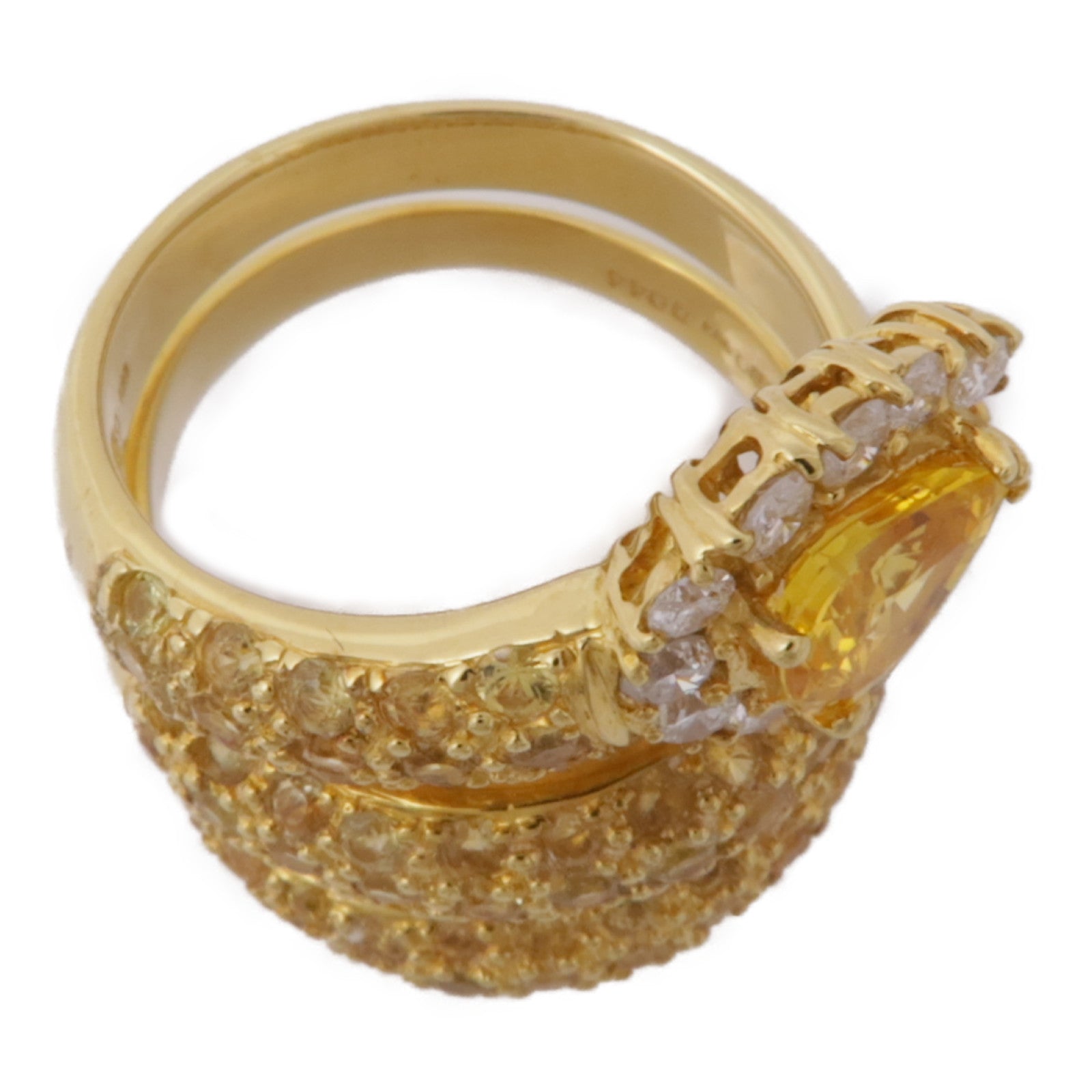 JEWELRY 18K黃金Yellow Sapphire/Diamond Ring黃色藍寶石/鑽石戒指US#6