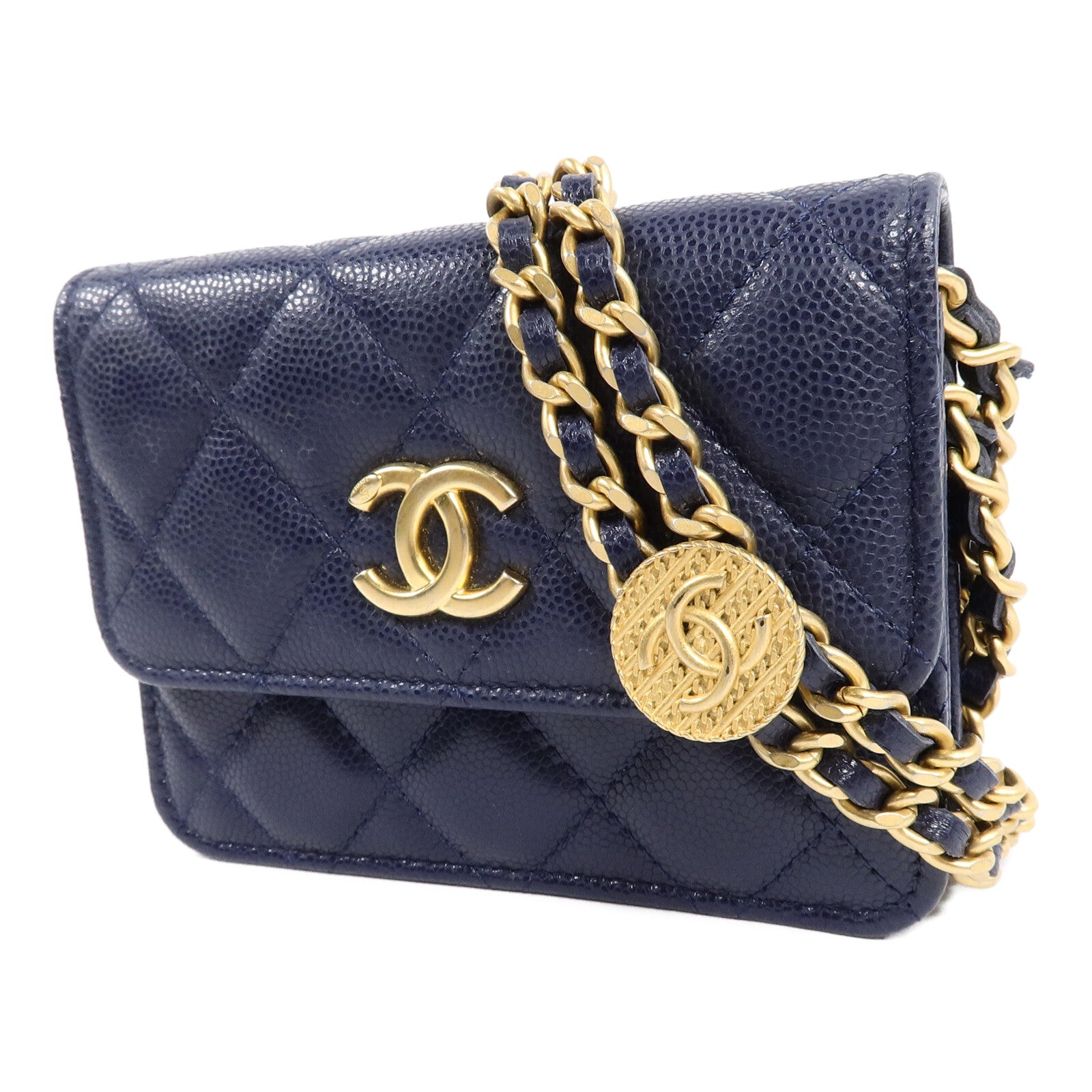 CHANEL 牛皮皮革Card Holder Chain鏈帶肩背袋