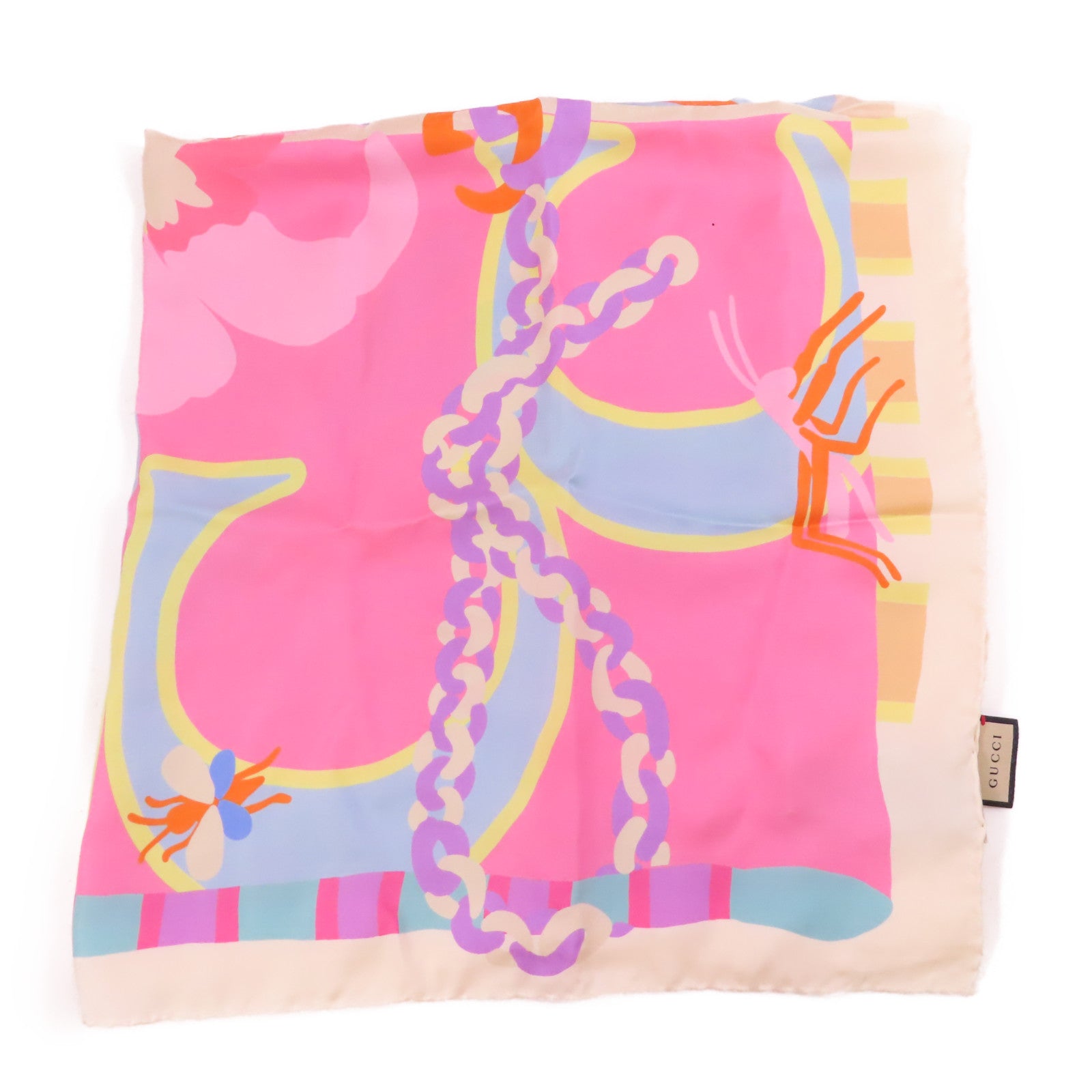 GUCCI 絲質Guccissimo Scarf 90x90圍巾米色