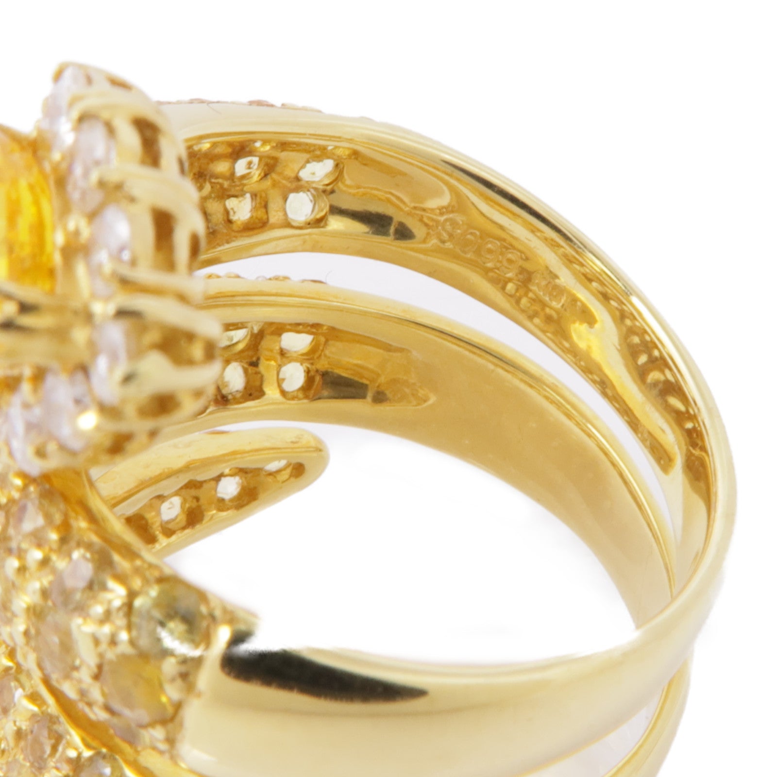 JEWELRY 18K黃金Yellow Sapphire/Diamond Ring黃色藍寶石/鑽石戒指US#6