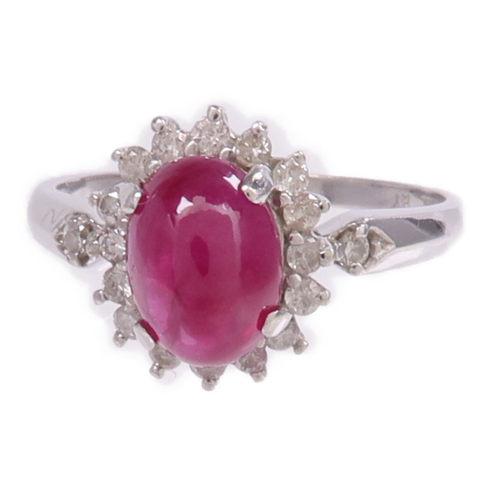 JEWELRY 【激減優惠】18K白金Ruby Diamond Ring紅寶石/鑽石戒指US#6