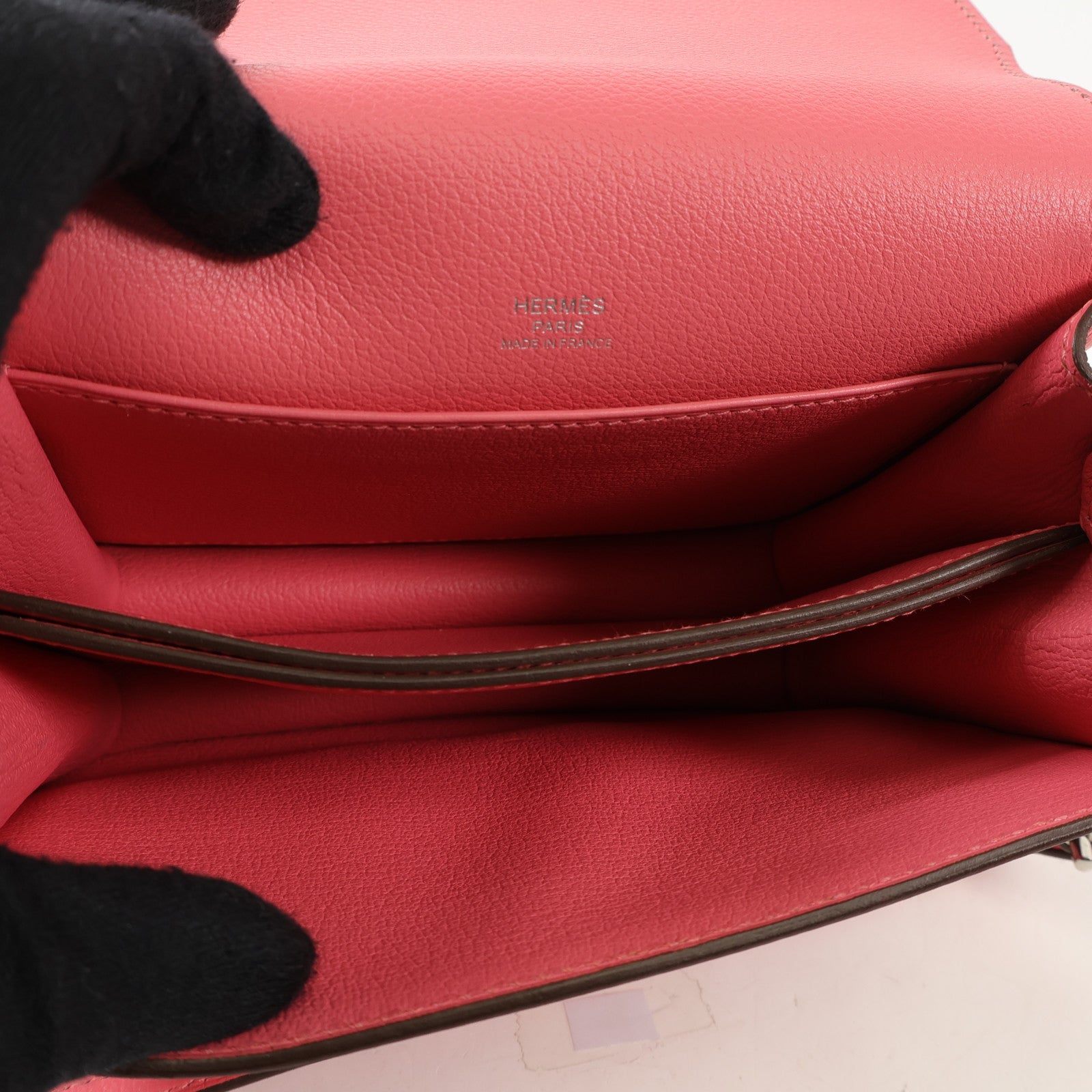 HERMES Evercolor皮革Mini Roulis銀扣肩背袋Rose Azalee