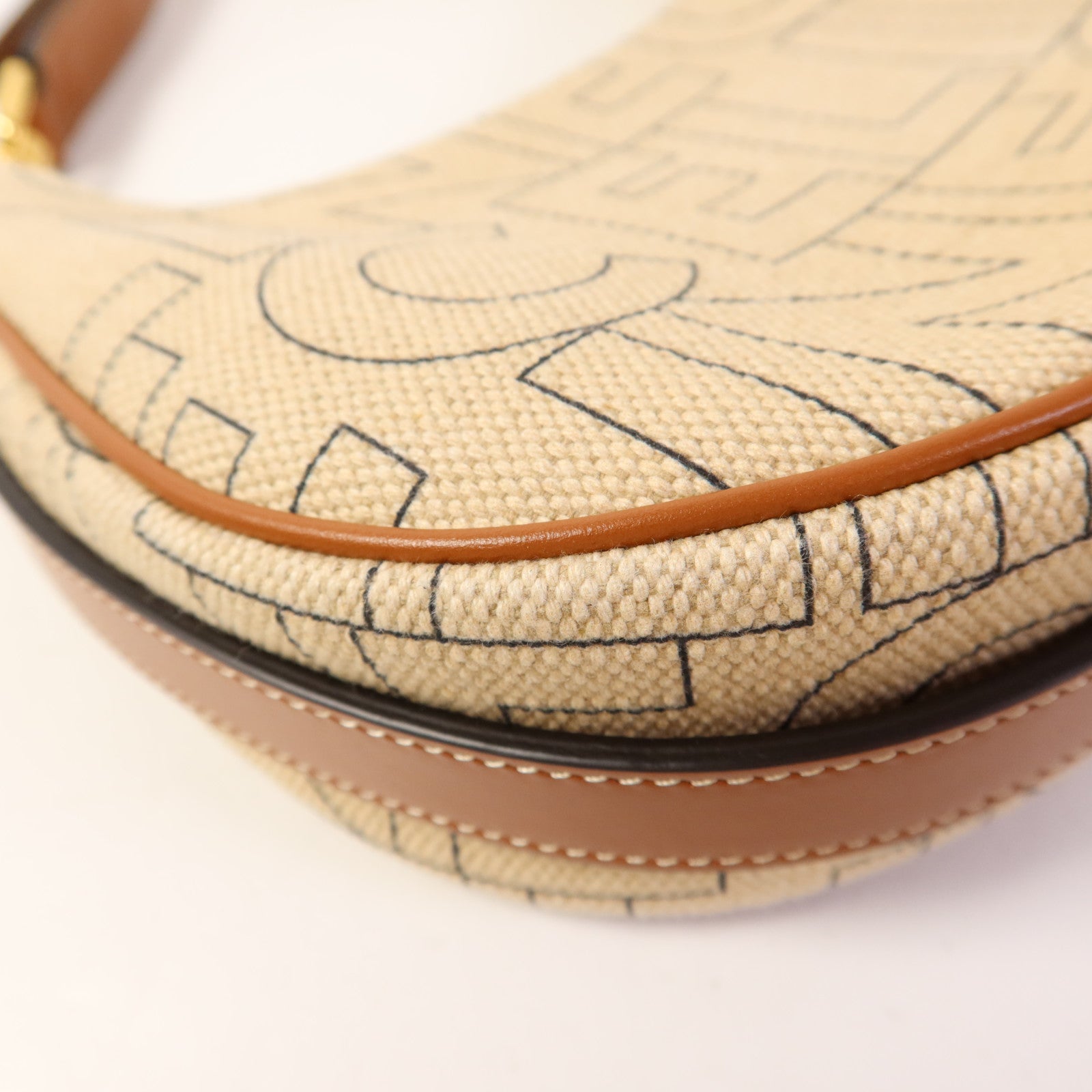 CELINE 帆布/皮革Ava Triomphe金扣肩背袋