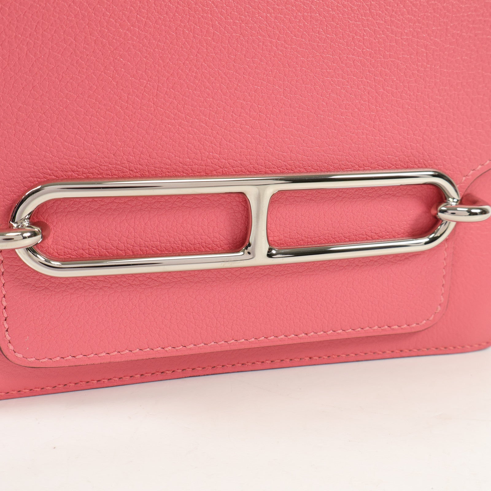 HERMES Evercolor皮革Mini Roulis銀扣肩背袋Rose Azalee