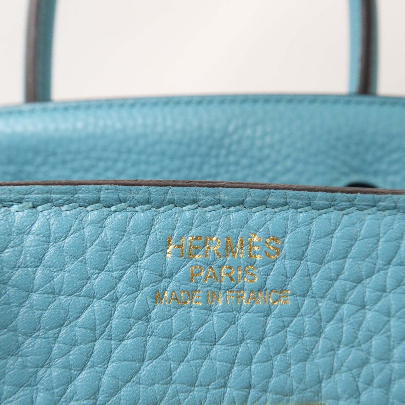 HERMES Clemence皮革Birkin 30手挽袋Bleu St Cyr