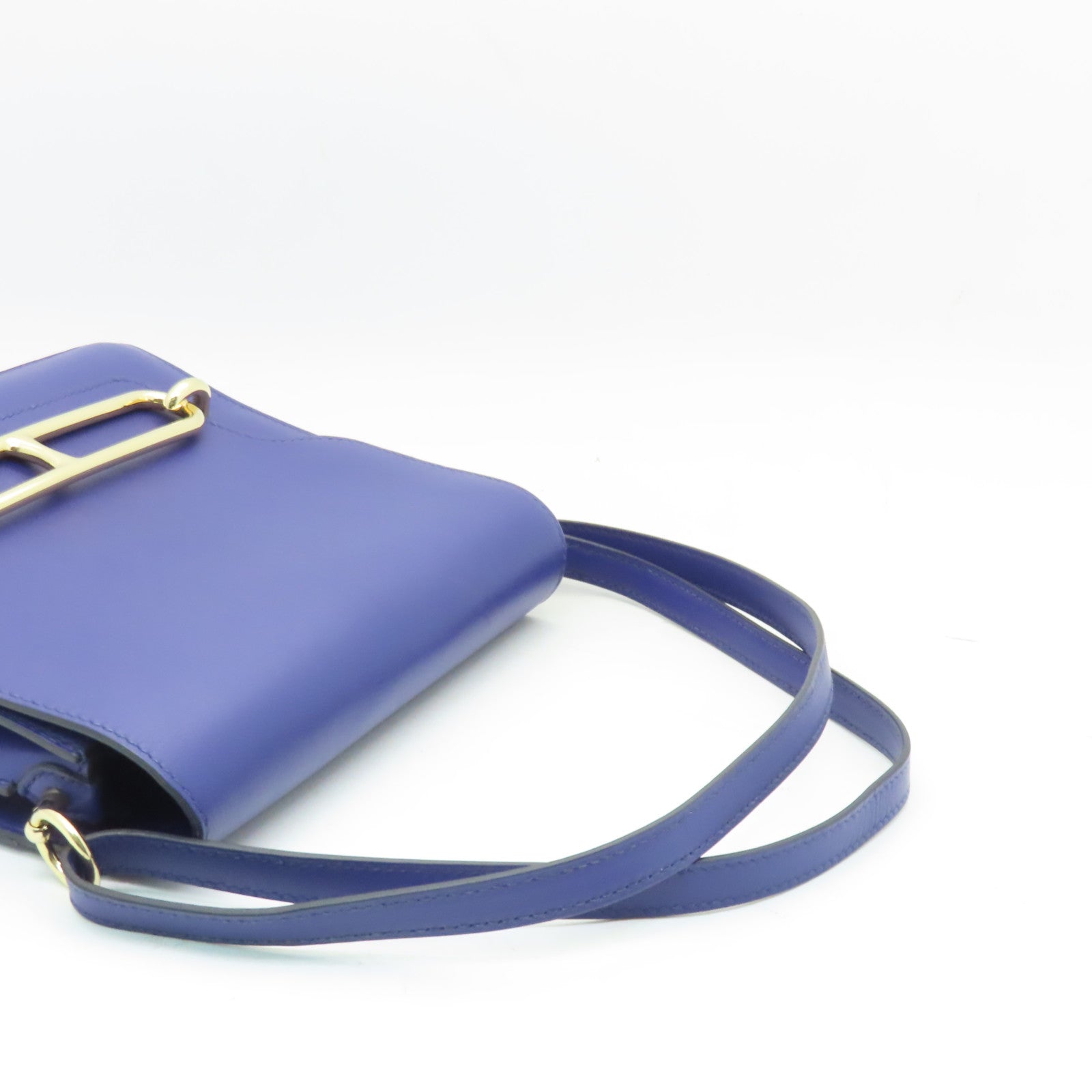 HERMES 【激減優惠】Evercolor皮革Roulis 23金扣肩背袋Blue Electric藍色