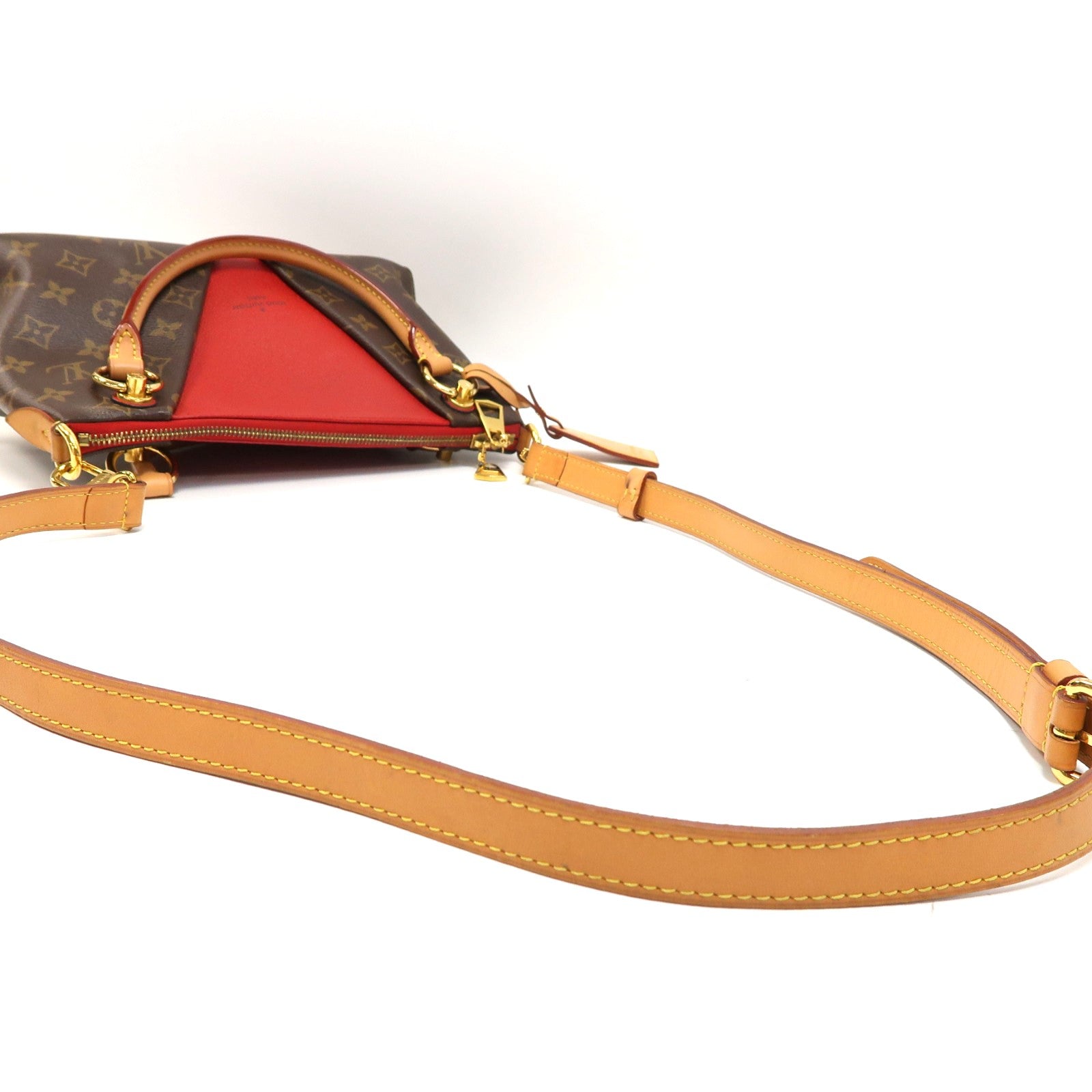 LOUIS VUITTON Monogram V Tote BB金扣手挽肩背兩用袋啡色/紅色
