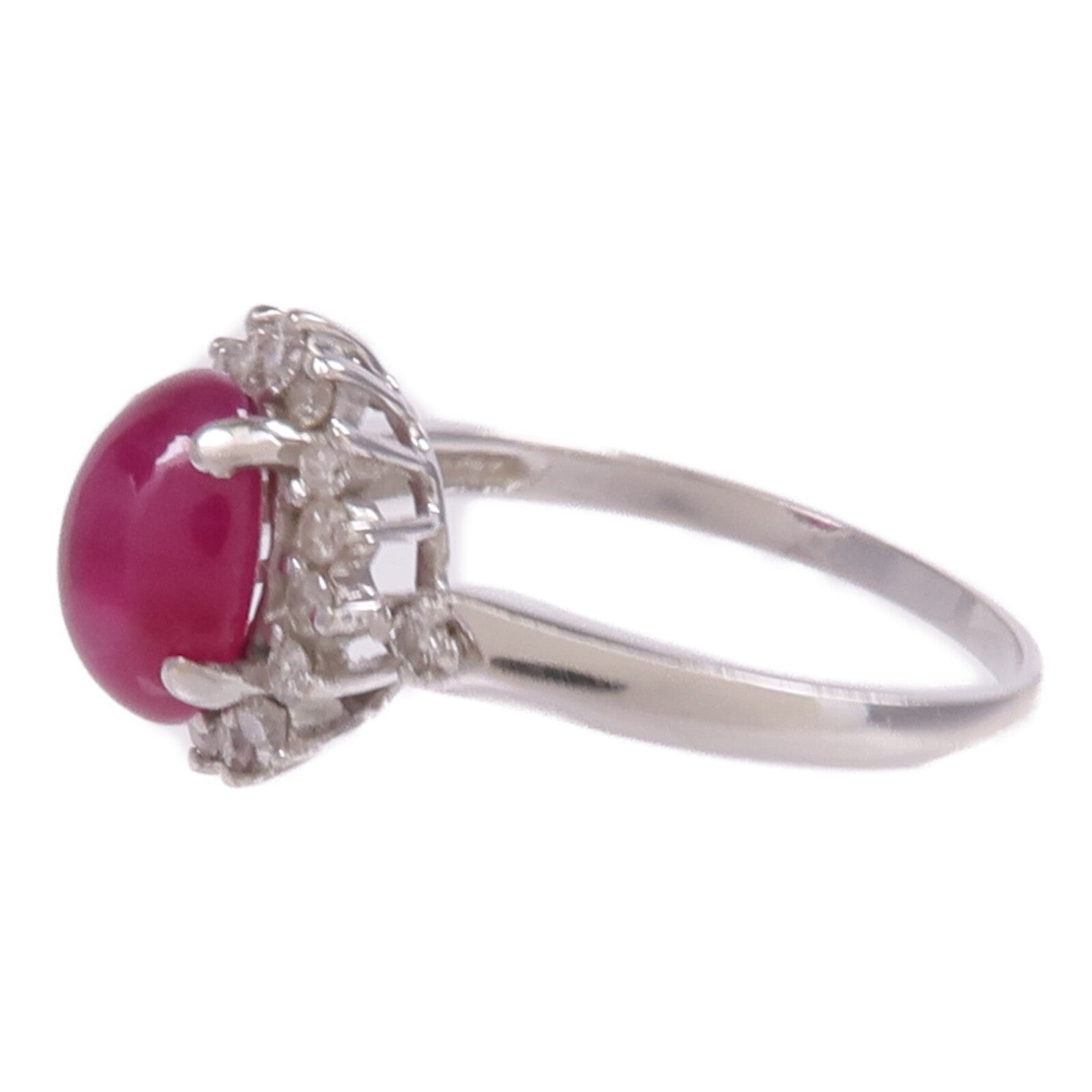 JEWELRY 【激減優惠】18K白金Ruby Diamond Ring紅寶石/鑽石戒指US#6