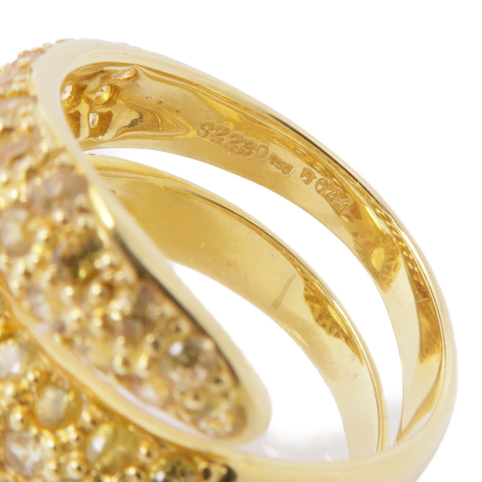 JEWELRY 18K黃金Yellow Sapphire/Diamond Ring黃色藍寶石/鑽石戒指US#6