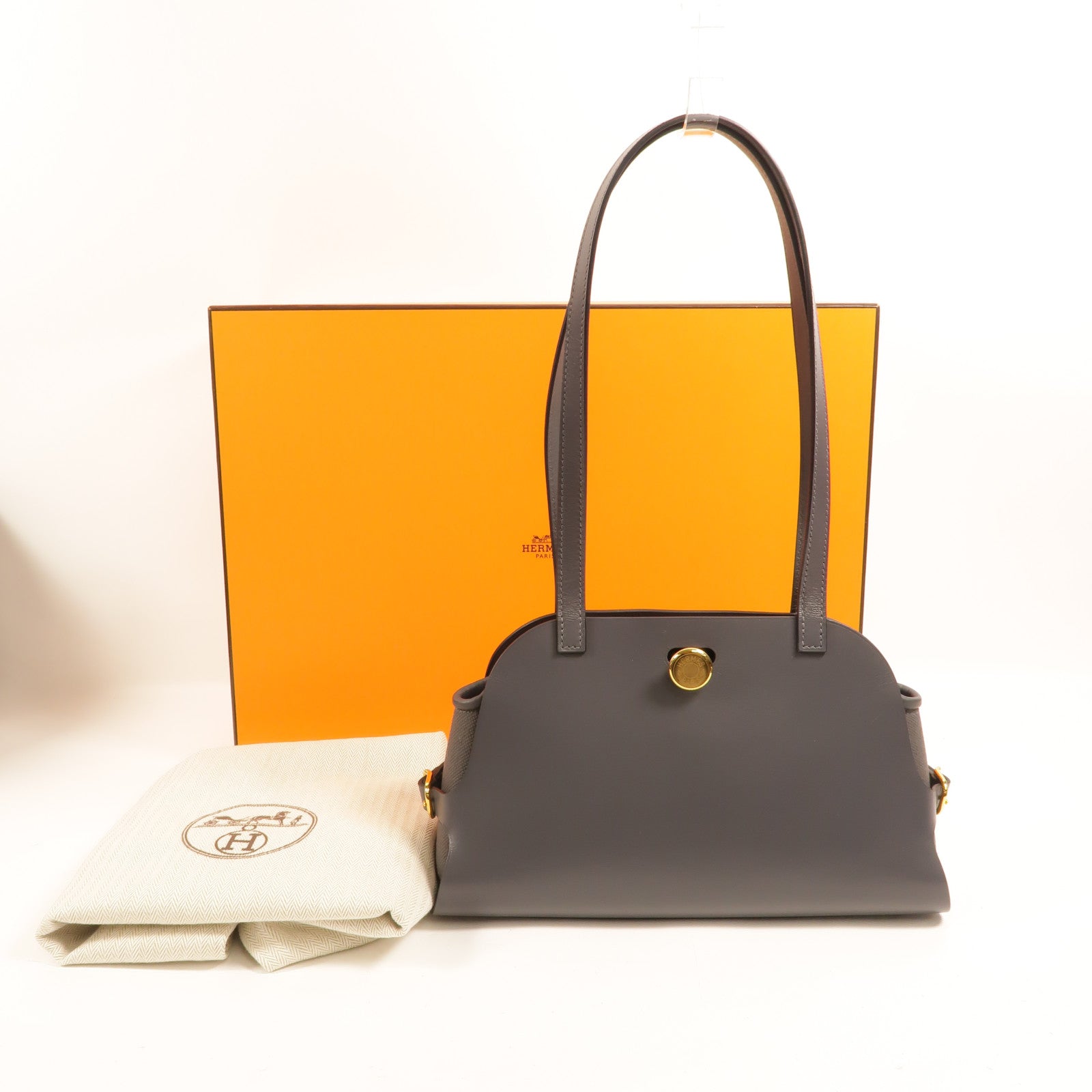 HERMES Swift皮革/Veau Hunt Tabiler Sellier肩背袋Ardoise