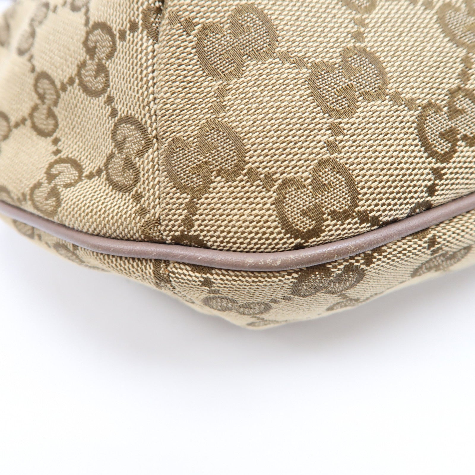 GUCCI 帆布Sherry Line Shoulder Bag金扣肩背袋啡色/粉紅色
