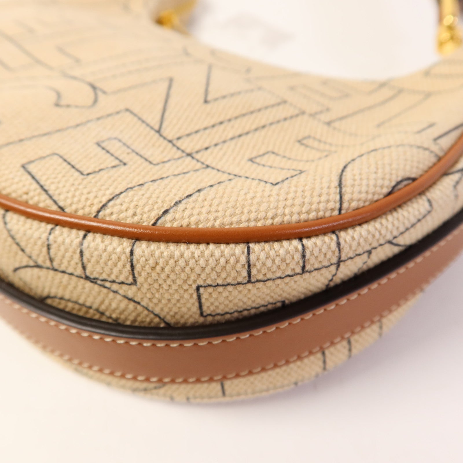 CELINE 帆布/皮革Ava Triomphe金扣肩背袋