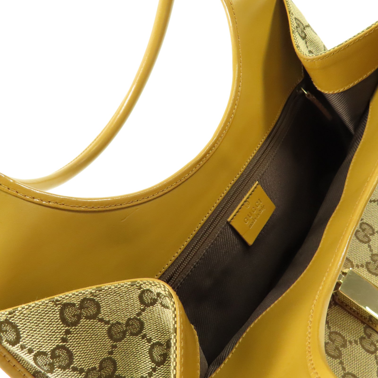 GUCCI 帆布/皮革Shoulder Bag金扣肩背袋