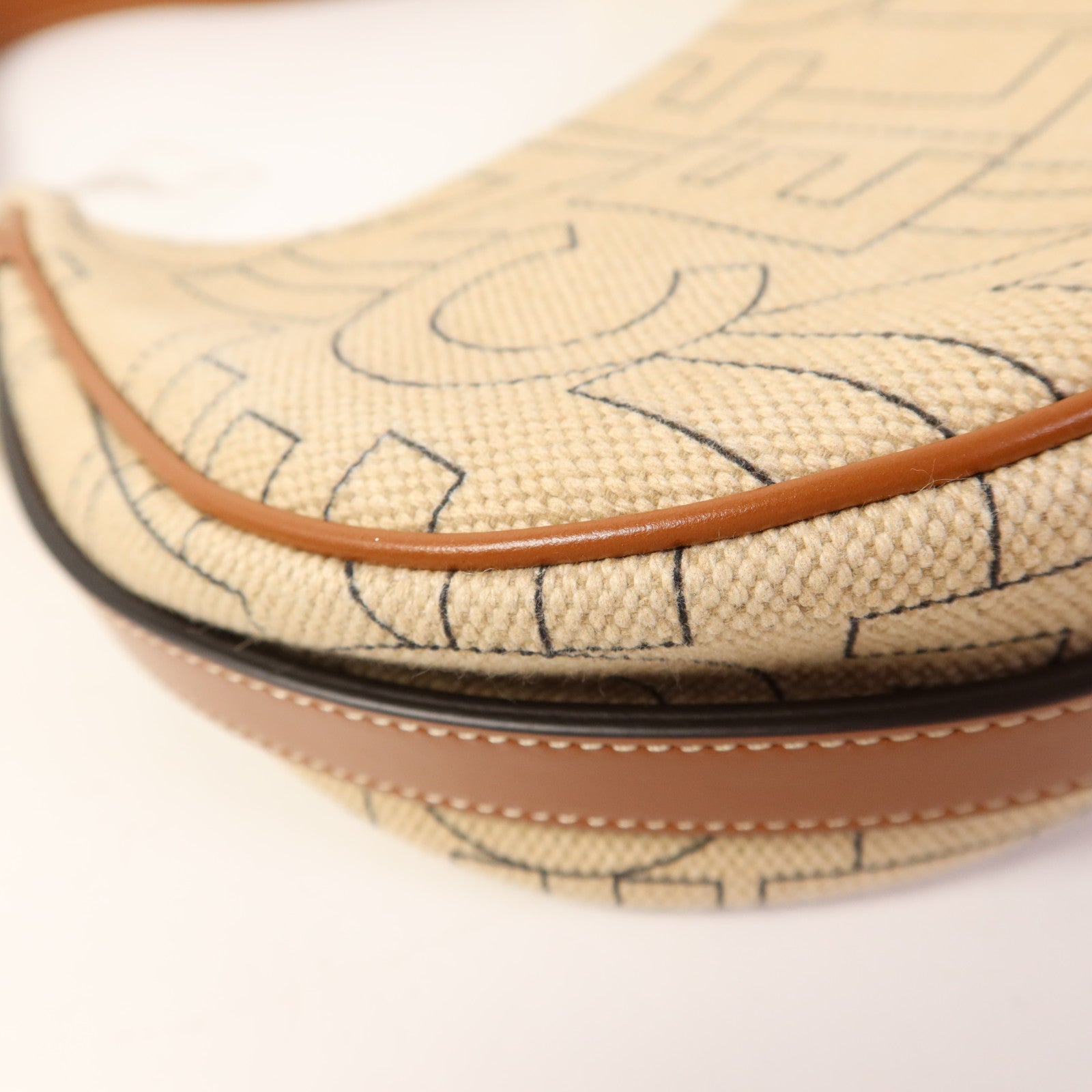 CELINE 帆布/皮革Ava Triomphe金扣肩背袋