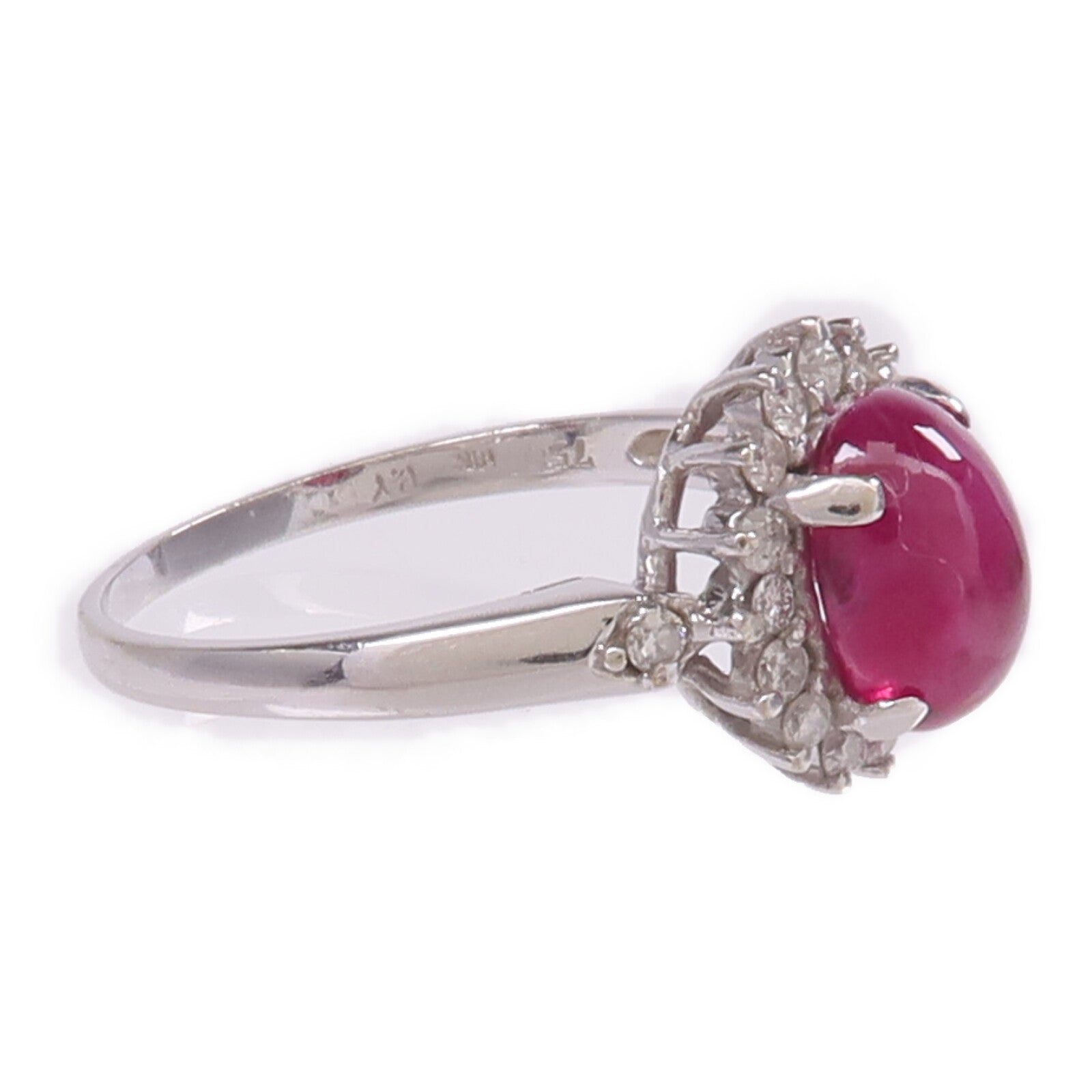 JEWELRY 【激減優惠】18K白金Ruby Diamond Ring紅寶石/鑽石戒指US#6