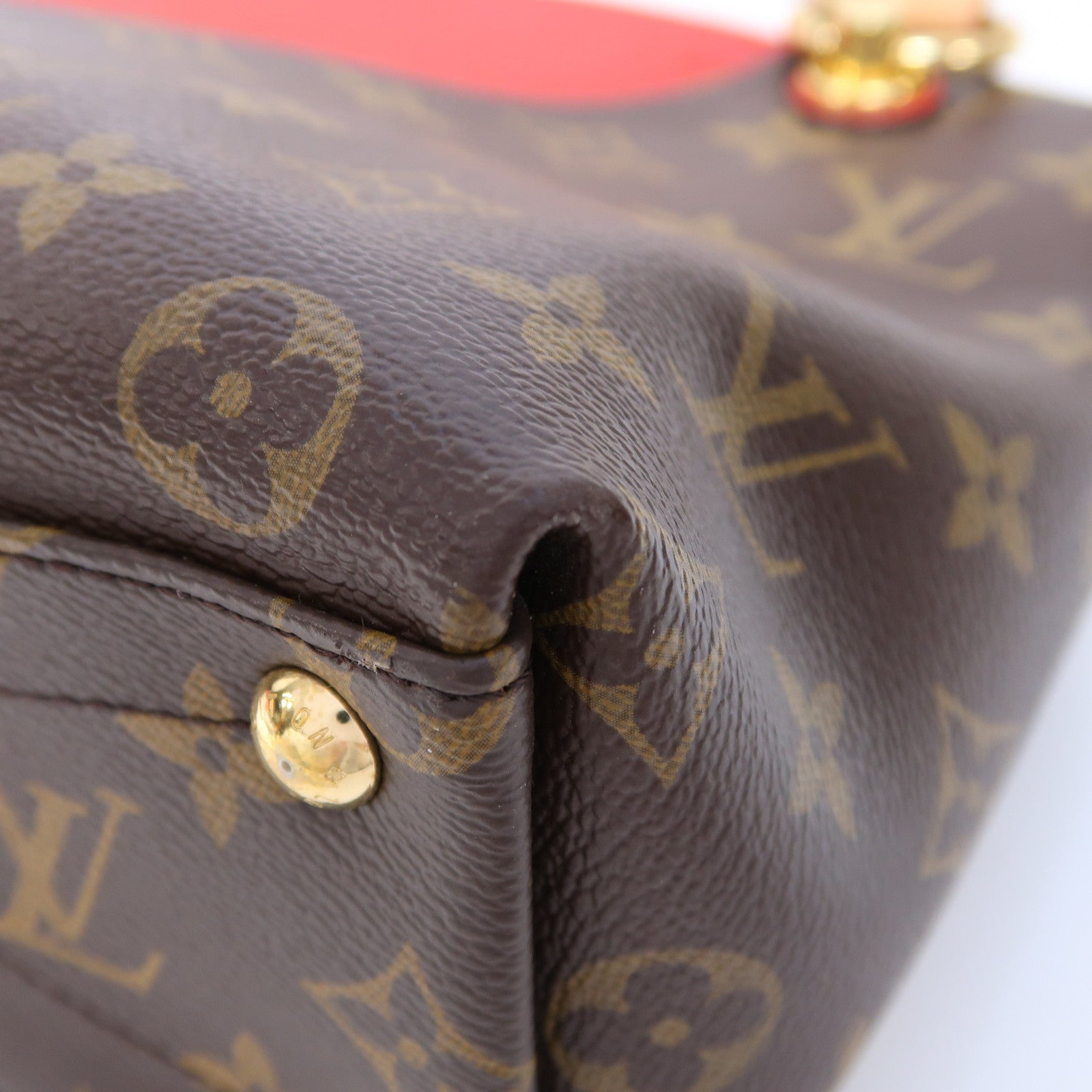 LOUIS VUITTON Monogram V Tote BB金扣手挽肩背兩用袋啡色/紅色