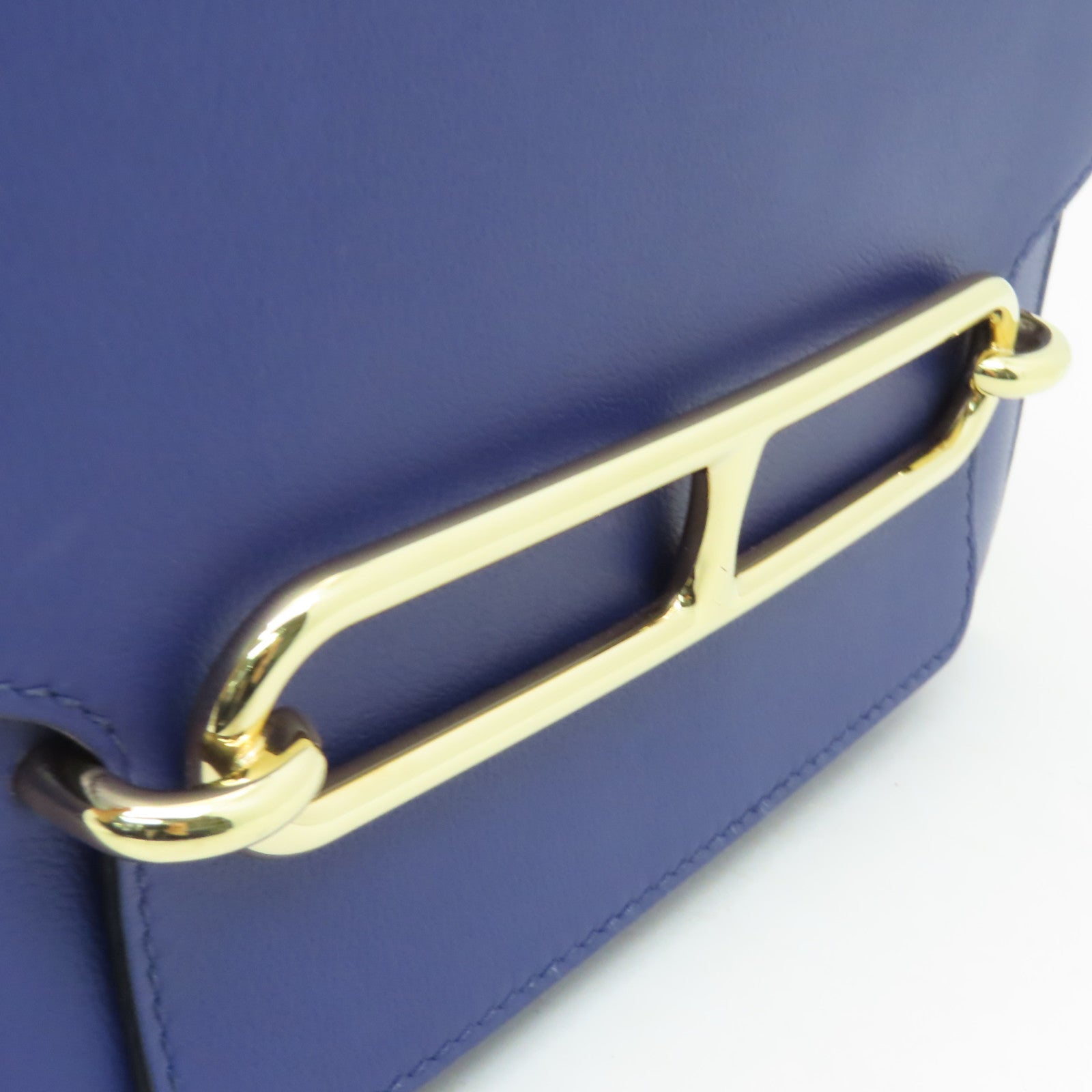 HERMES 【激減優惠】Evercolor皮革Roulis 23金扣肩背袋Blue Electric藍色