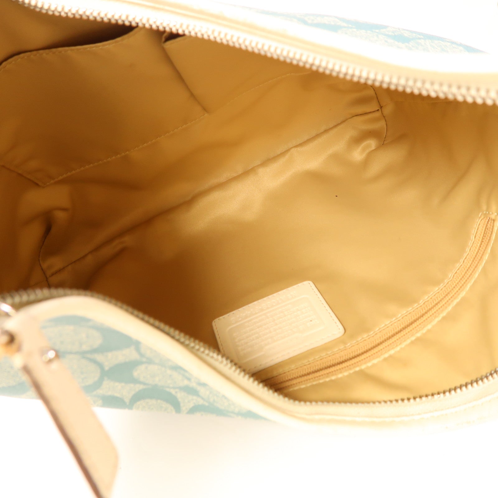 COACH 塗層帆布2 Way Shoulder Bag銀扣手挽肩背兩用袋