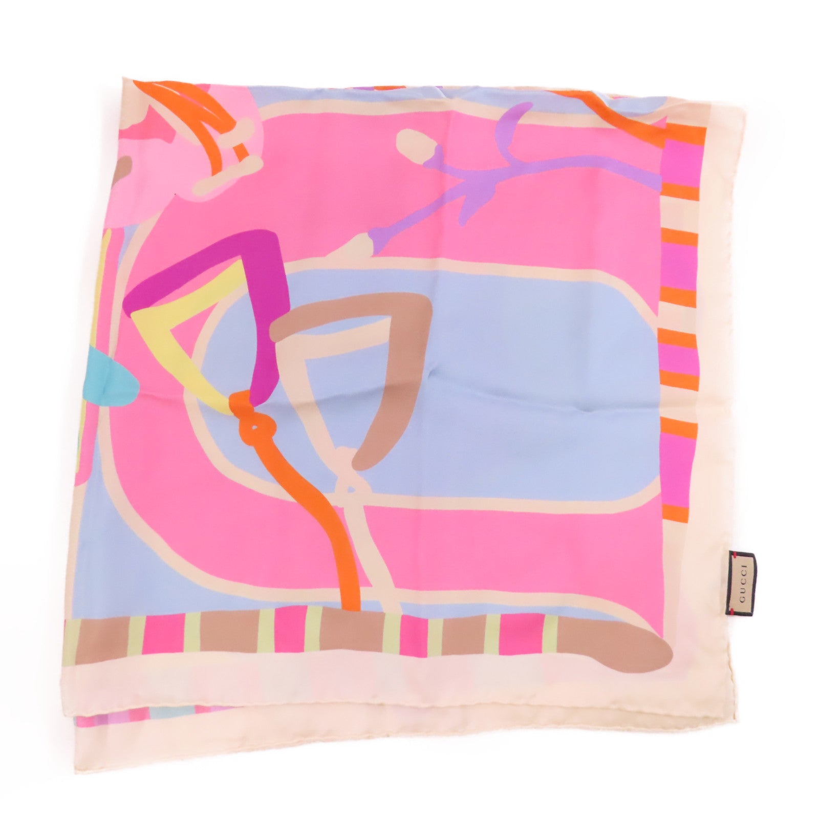 GUCCI 絲質Guccissimo Scarf 90x90圍巾米色