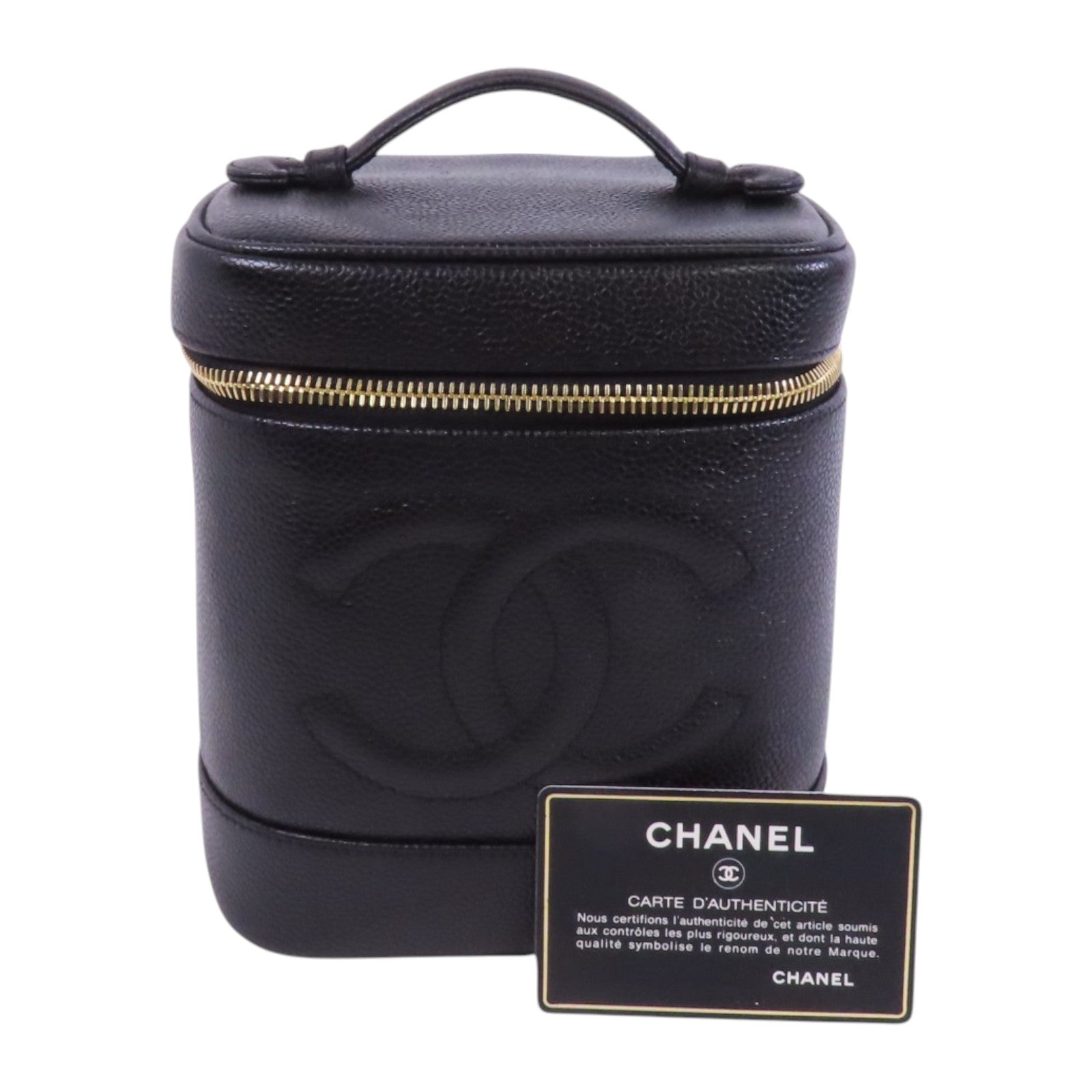 CHANEL 【激減優惠】牛皮皮革Vintage Vanity金扣手挽袋
